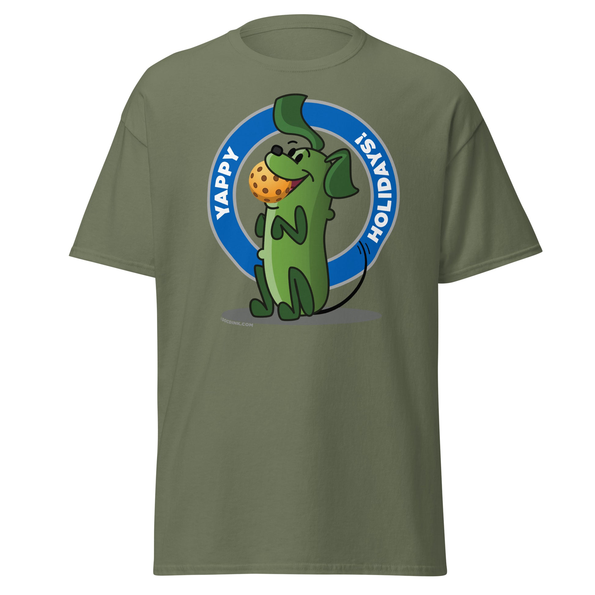 100% Cotton Pickleball T-Shirt - Pickles "Yappy Holidays" - DocDink.com