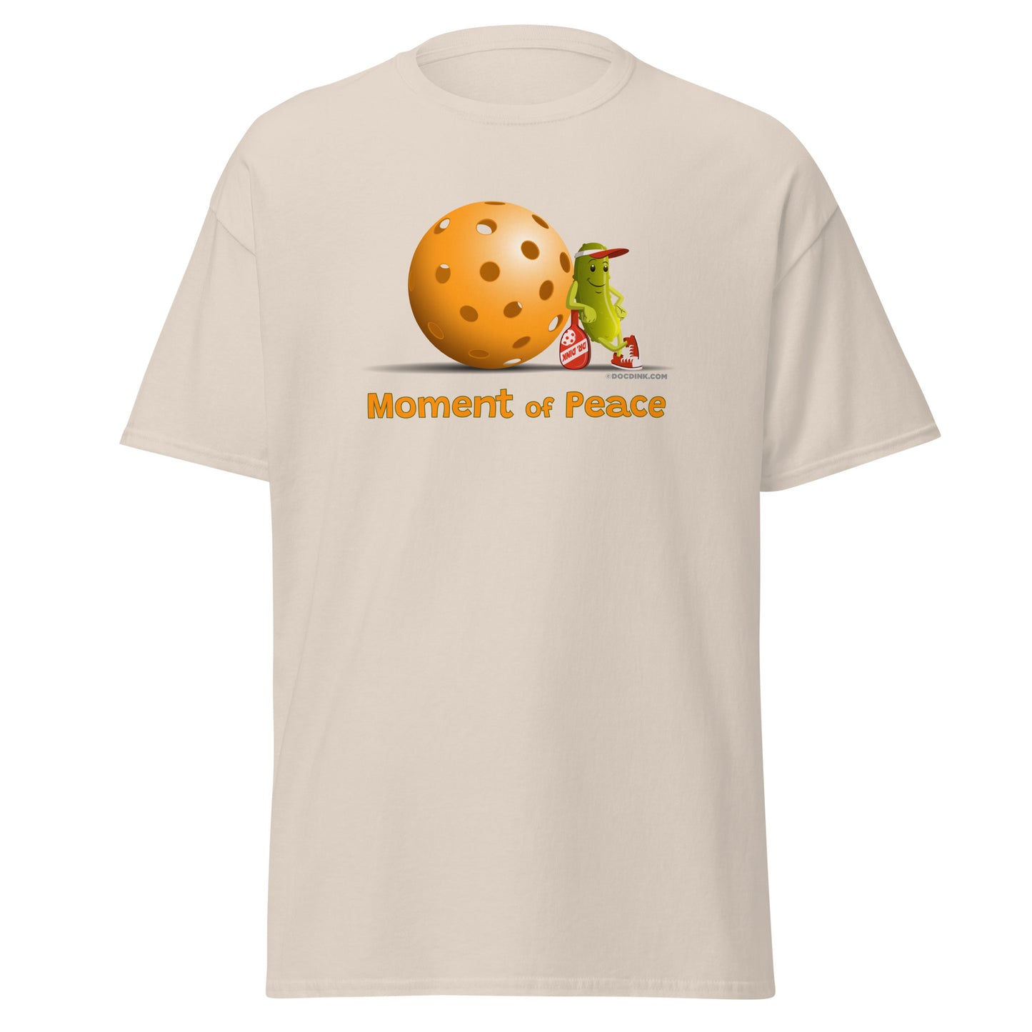 100% Cotton Pickleball T-Shirt - Resting Pickleball - "Moment of Peace" - DocDink.com