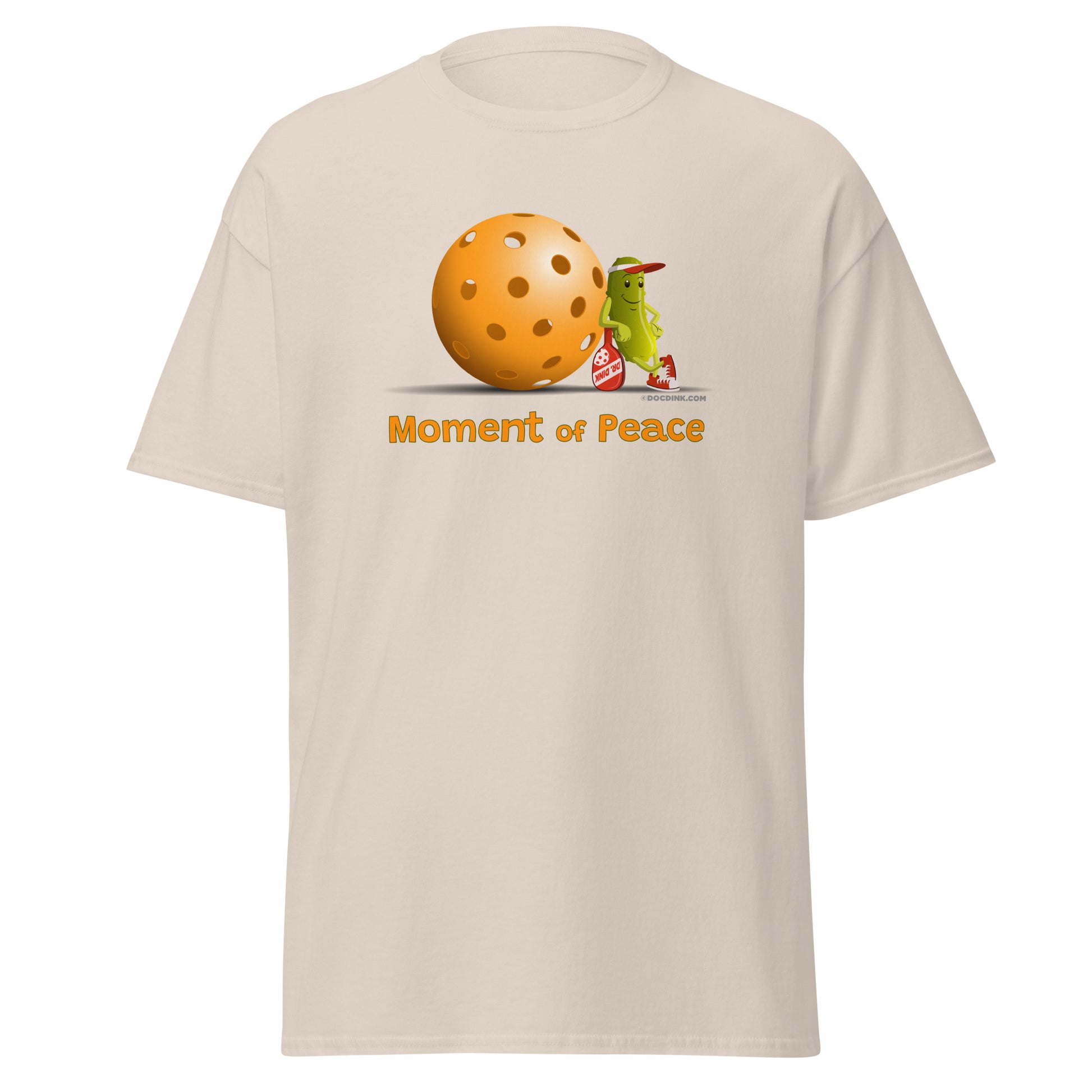 100% Cotton Pickleball T-Shirt - Resting Pickleball - "Moment of Peace" - DocDink.com