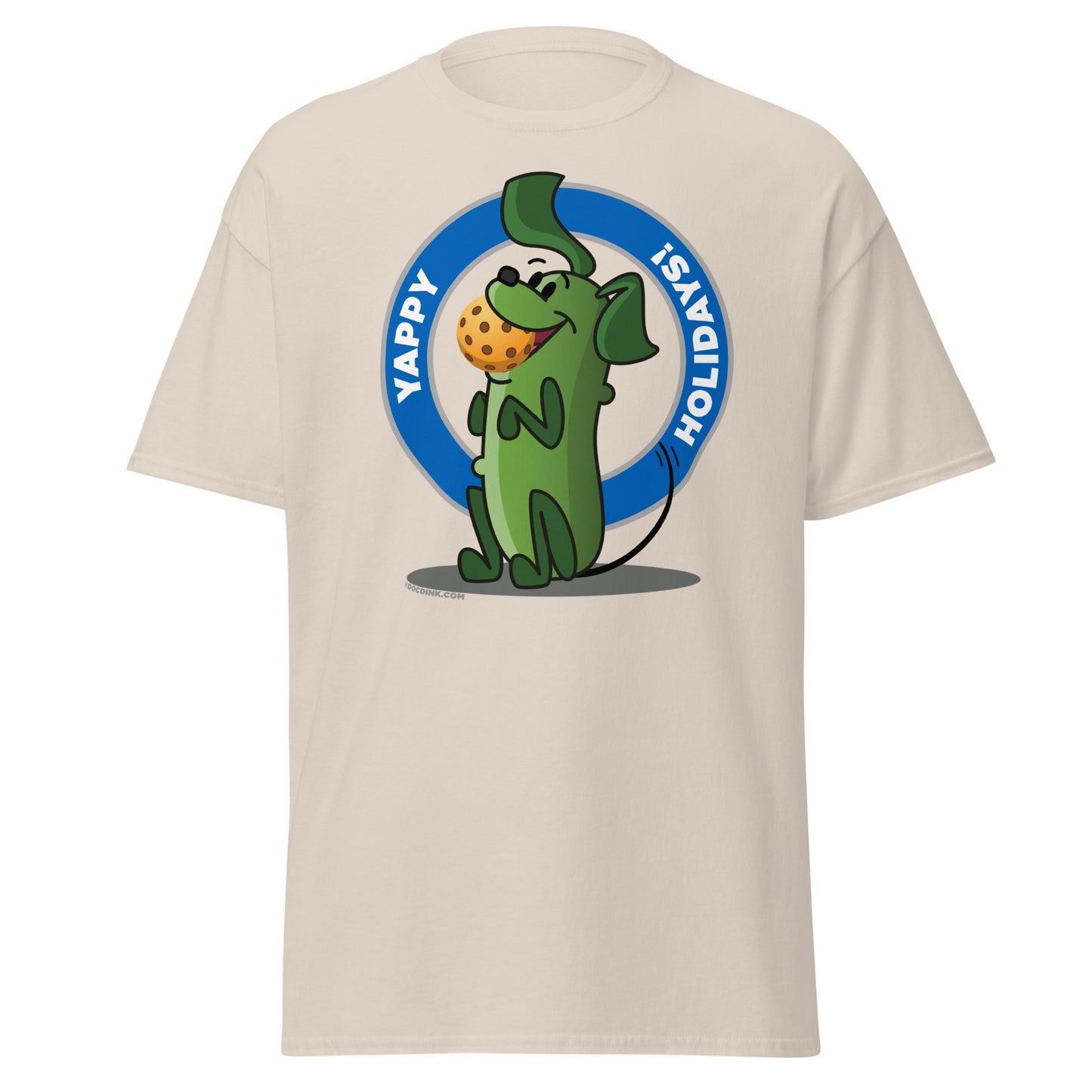 100% Cotton Pickleball T-Shirt - Pickles "Yappy Holidays" - DocDink.com