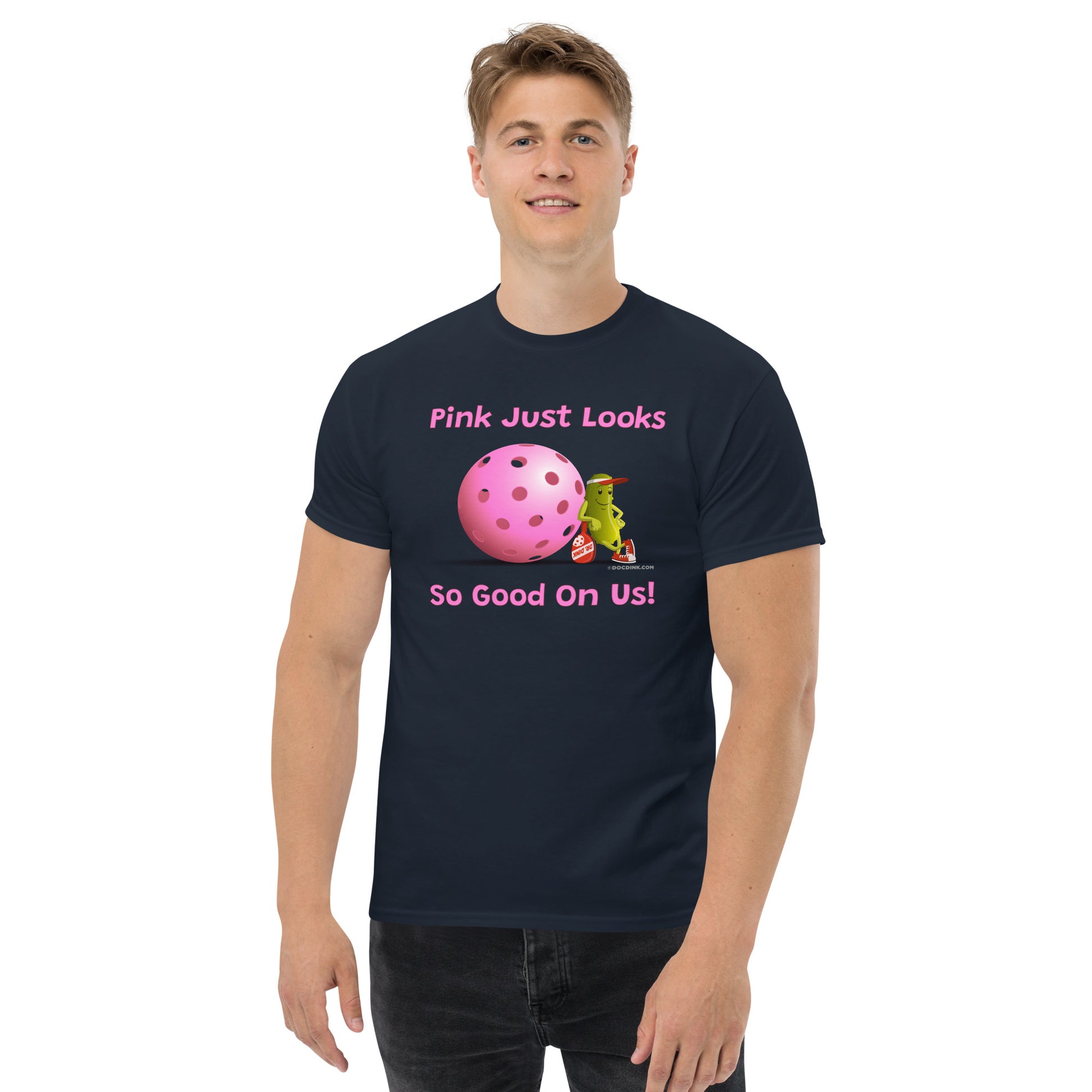 100% Cotton Pickleball T-Shirt - Resting Pickleball - "Pink Looks So Good..." #pink - DocDink.com