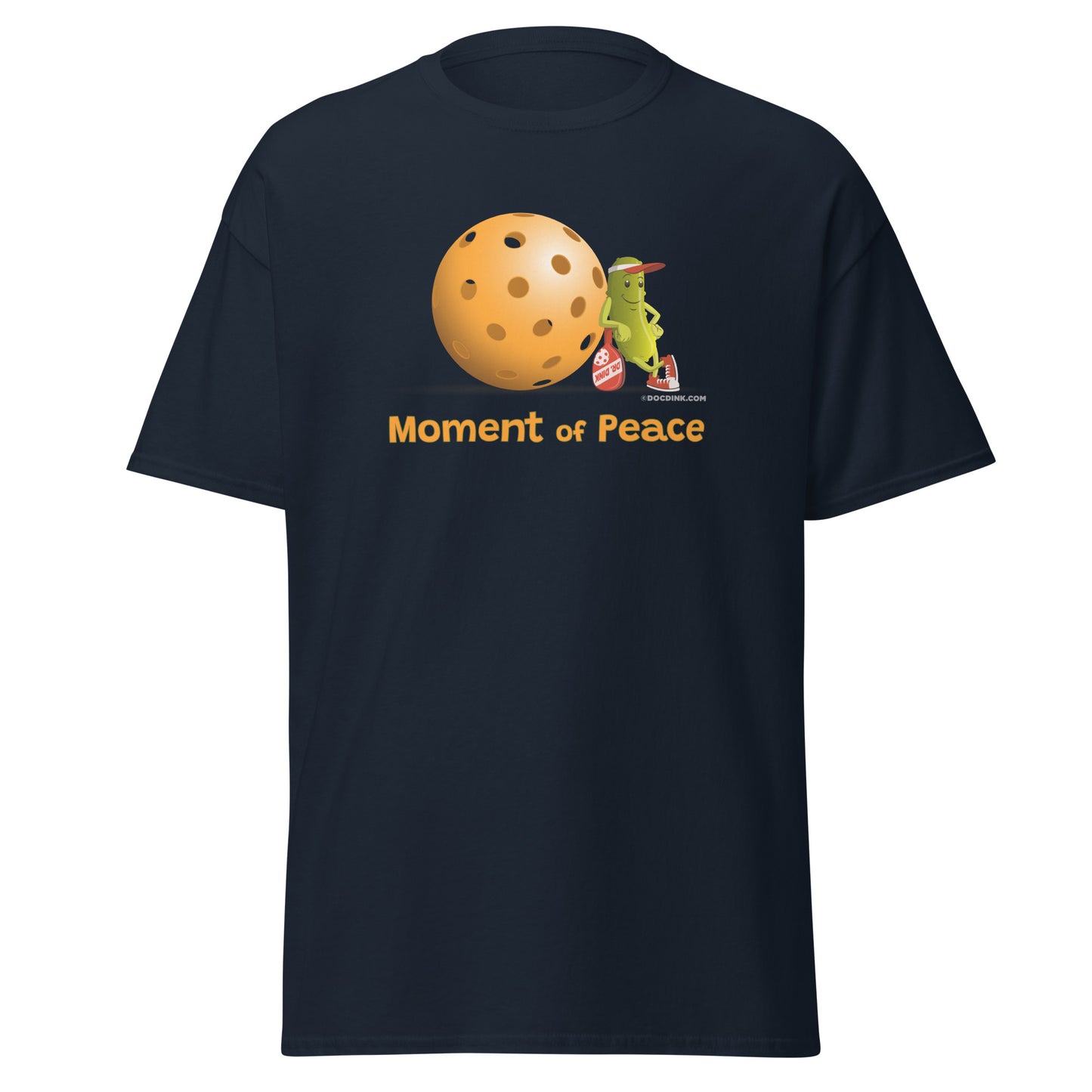 100% Cotton Pickleball T-Shirt - Resting Pickleball - "Moment of Peace" - DocDink.com