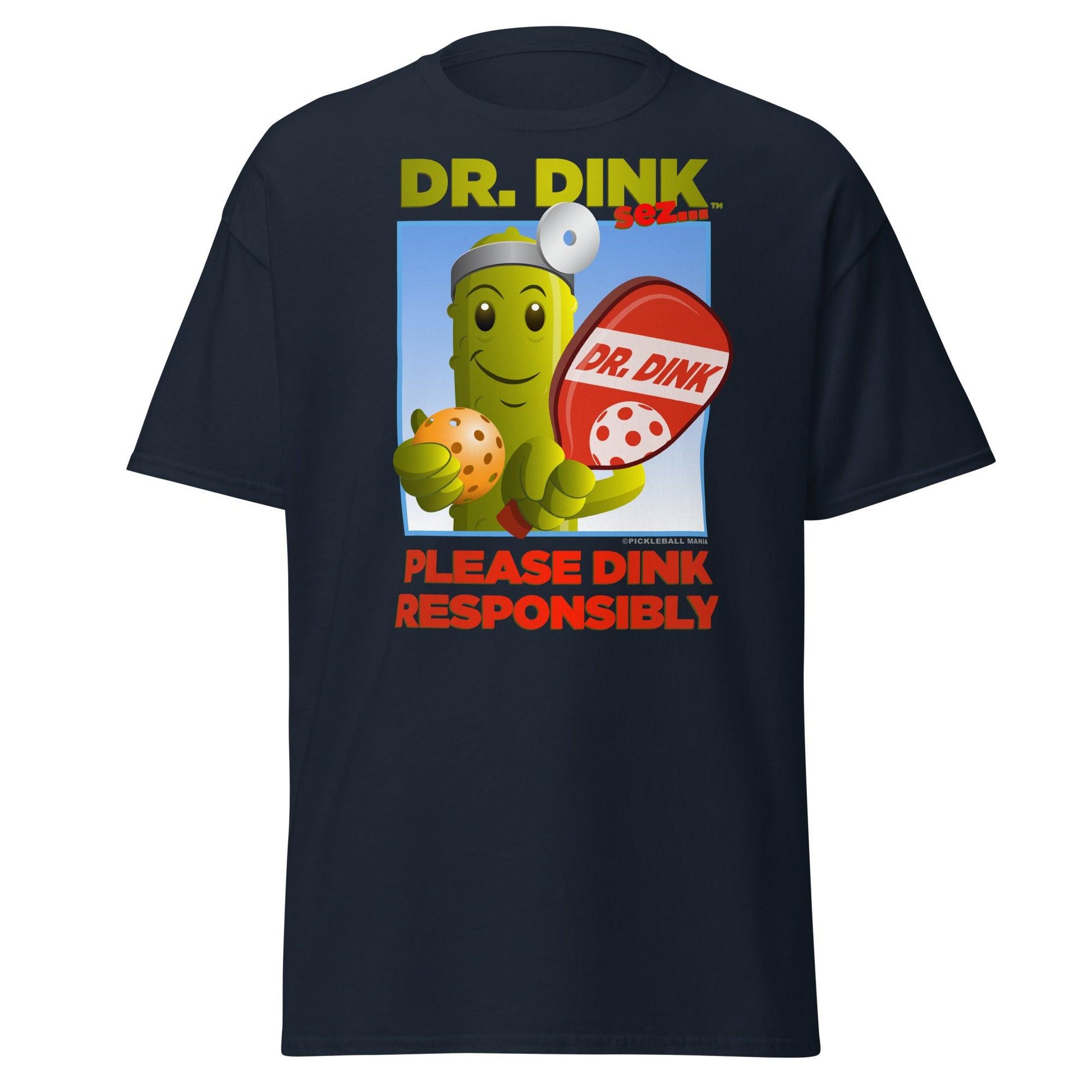 Unisex 100% Cotton Pickleball T-Shirt - "Please Dink Responsibly!" - DocDink.com