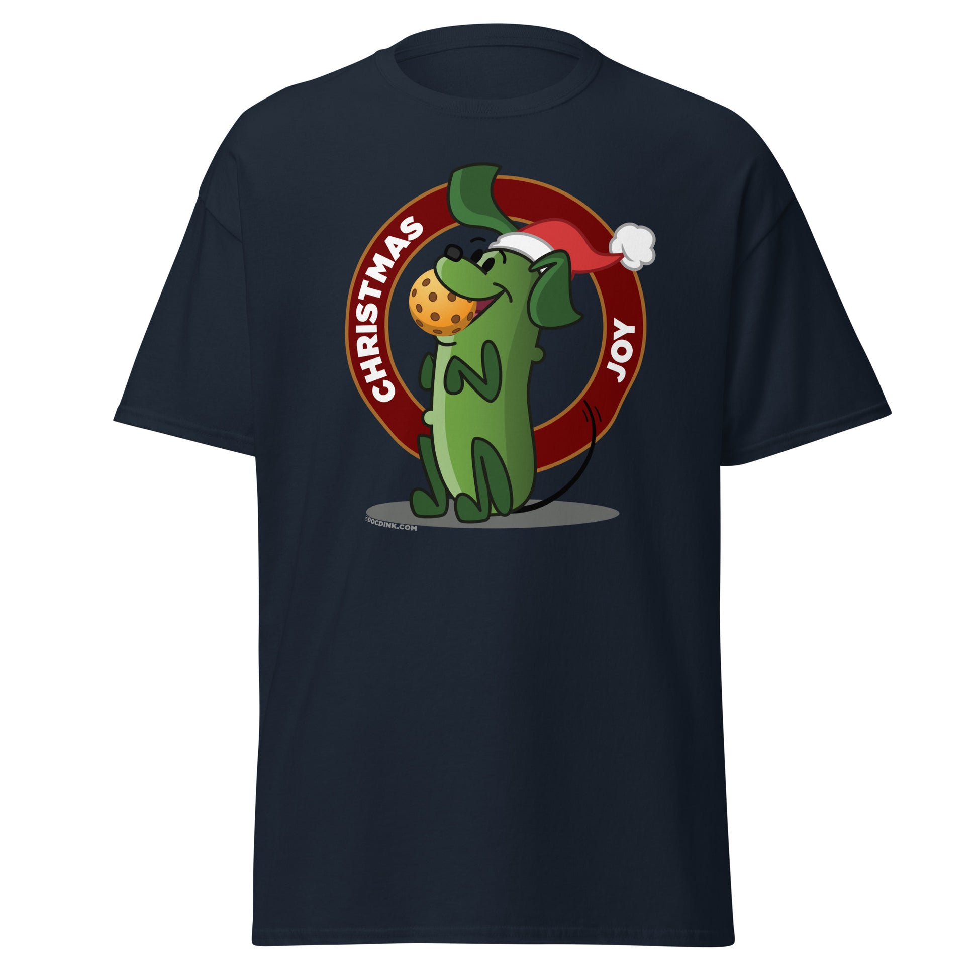 100% Cotton Pickleball T-Shirt - Pickles "Christmas Joy" - DocDink.com