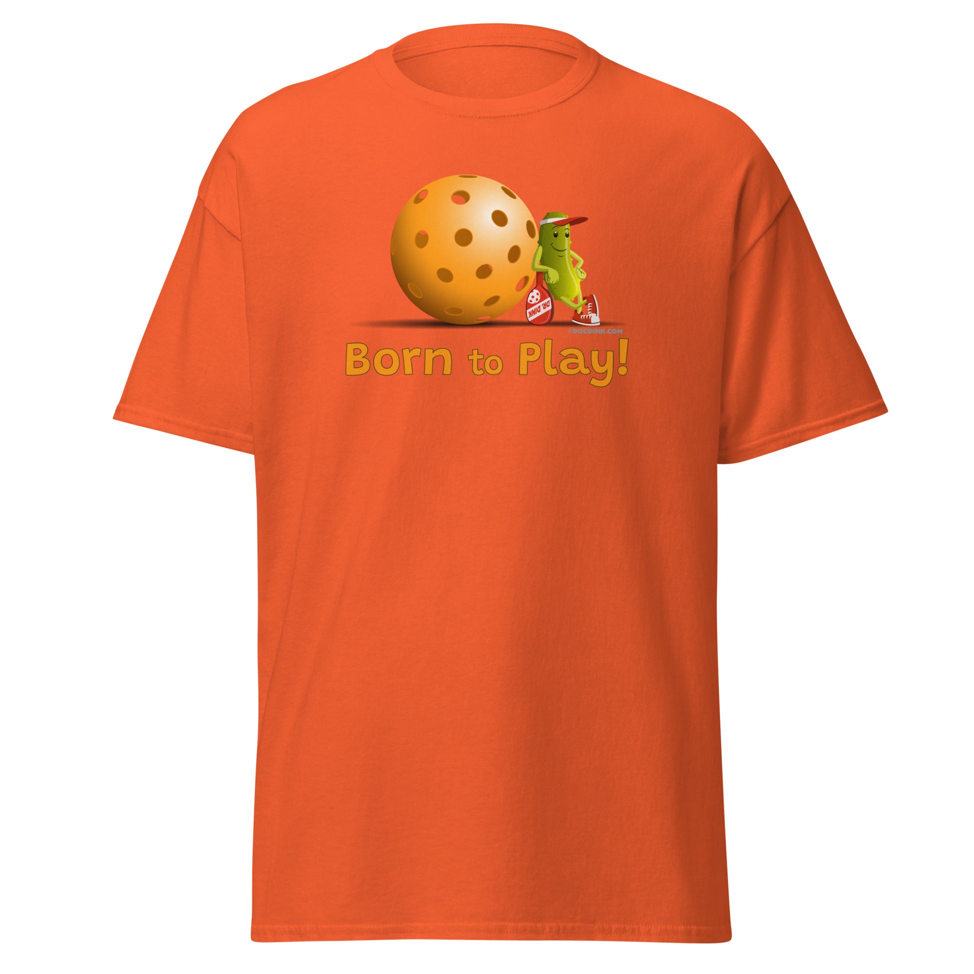 100% Cotton Pickleball T-Shirt - Resting Pickleball - "Born to Play" - DocDink.com