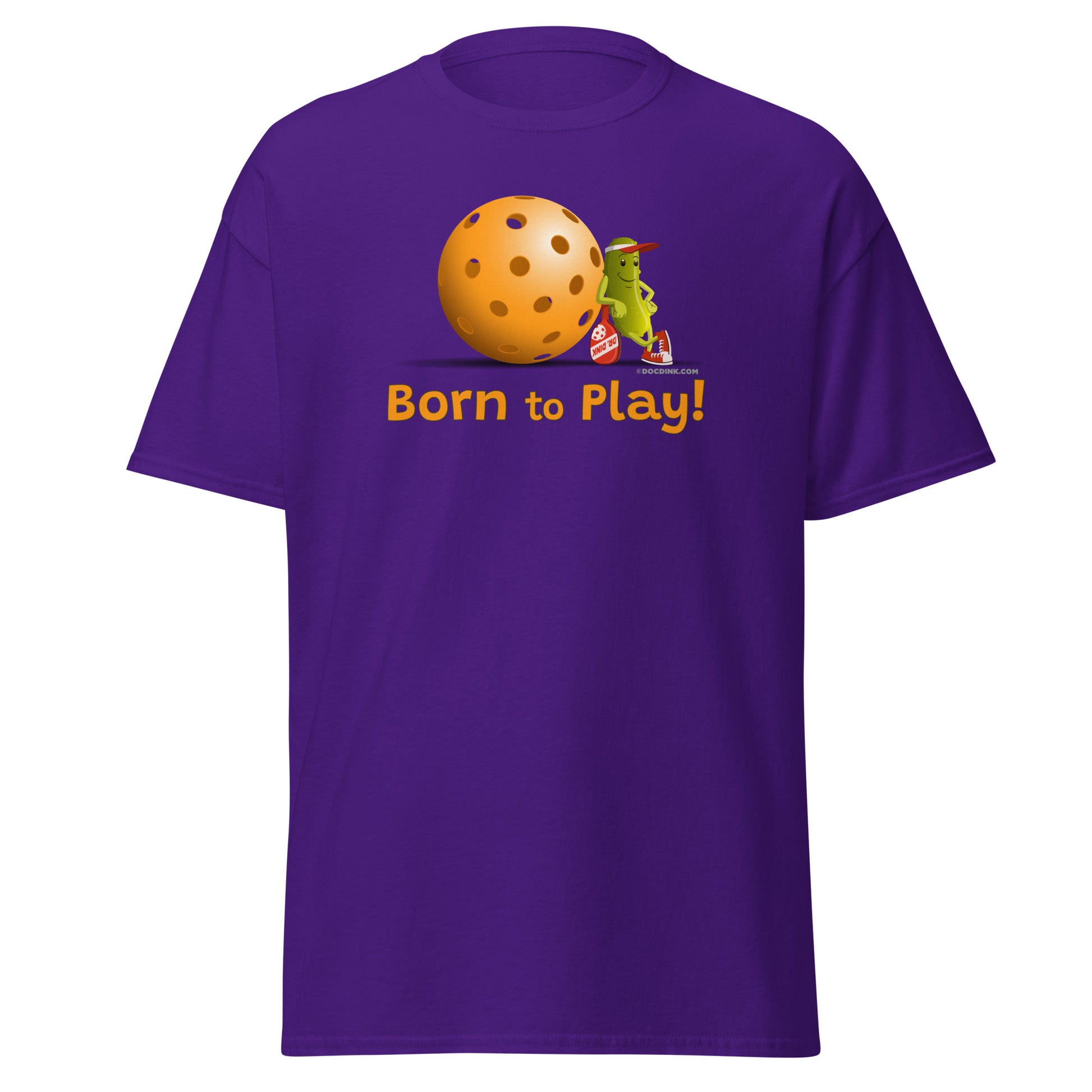 100% Cotton Pickleball T-Shirt - Resting Pickleball - "Born to Play" - DocDink.com