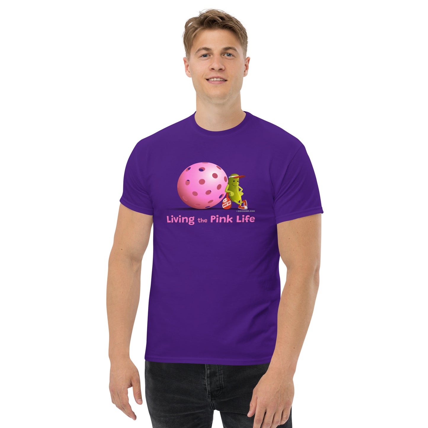 100% Cotton Pickleball T-Shirt - Resting Pickleball - "Living the Pink Life" #pink - DocDink.com