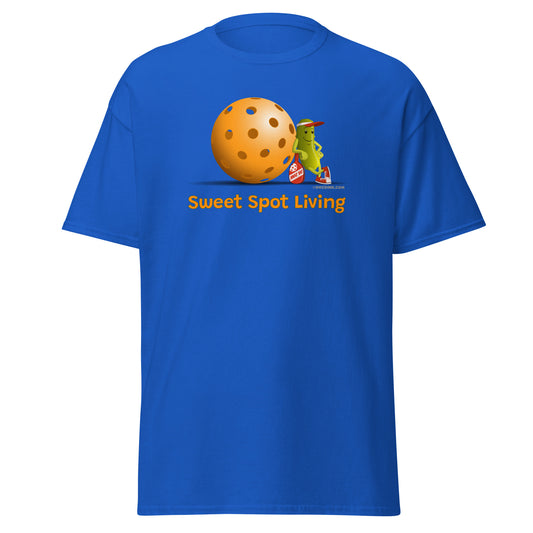 100% Cotton Pickleball T-Shirt - Resting Pickleball - "Sweet Spot Living" - DocDink.com