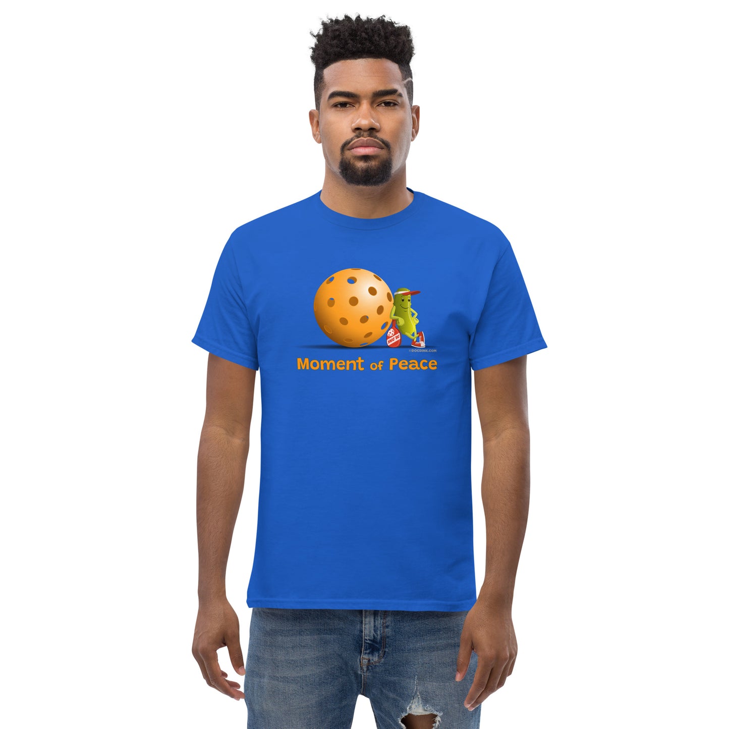 100% Cotton Pickleball T-Shirt - Resting Pickleball - "Moment of Peace" - DocDink.com