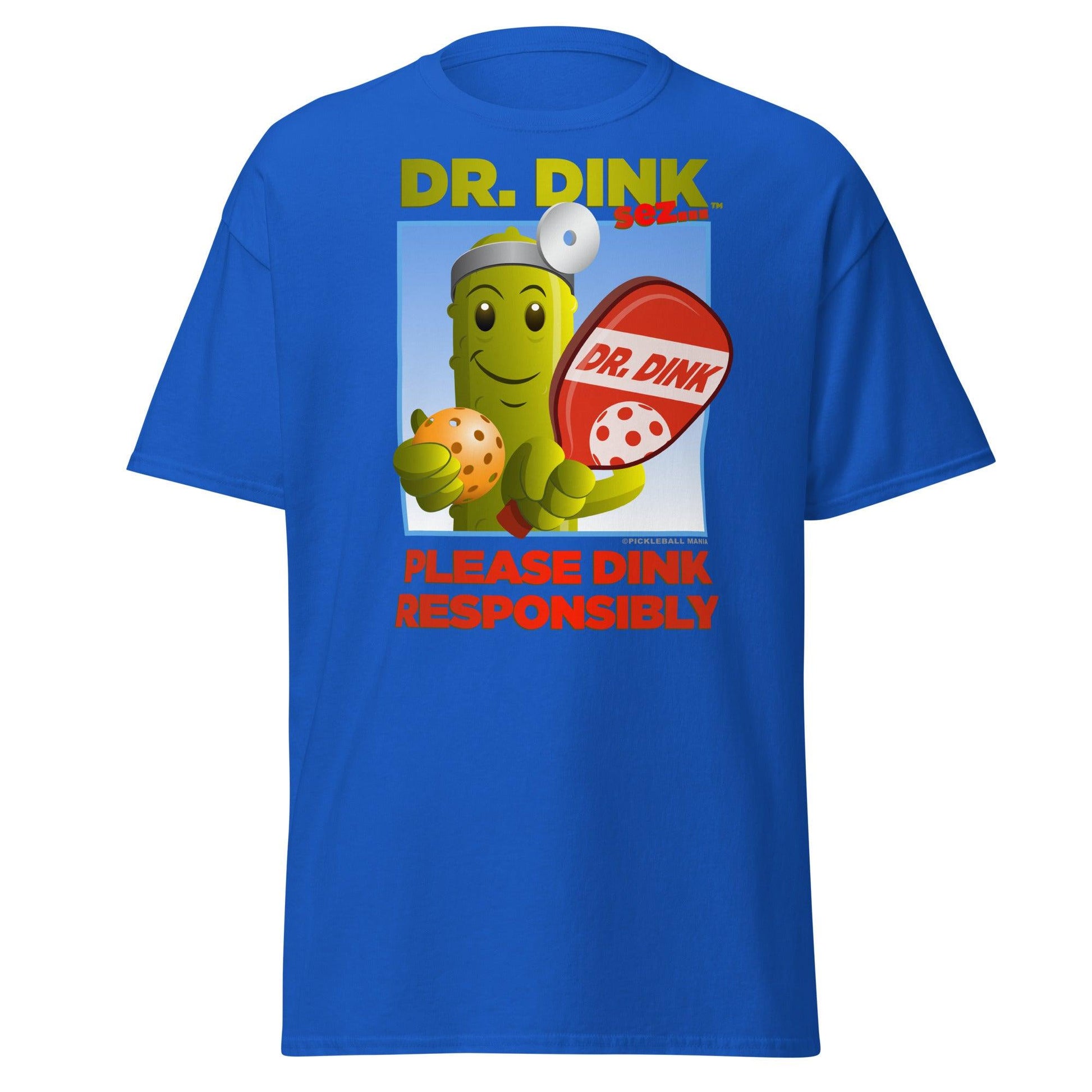 Unisex 100% Cotton Pickleball T-Shirt - "Please Dink Responsibly!" - DocDink.com