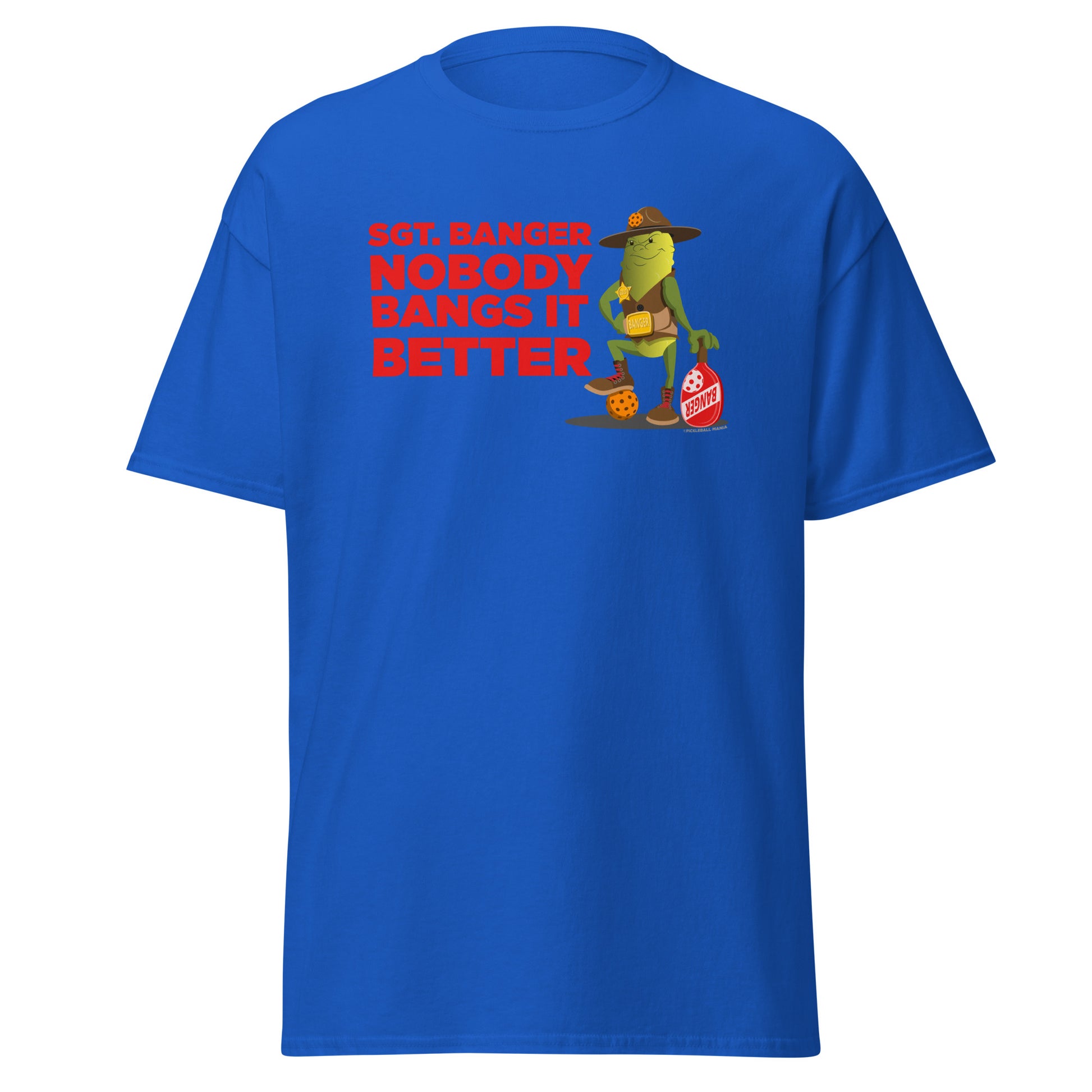 100% Cotton Pickleball T-Shirt - "Nobody Bangs it Better!" - DocDink.com