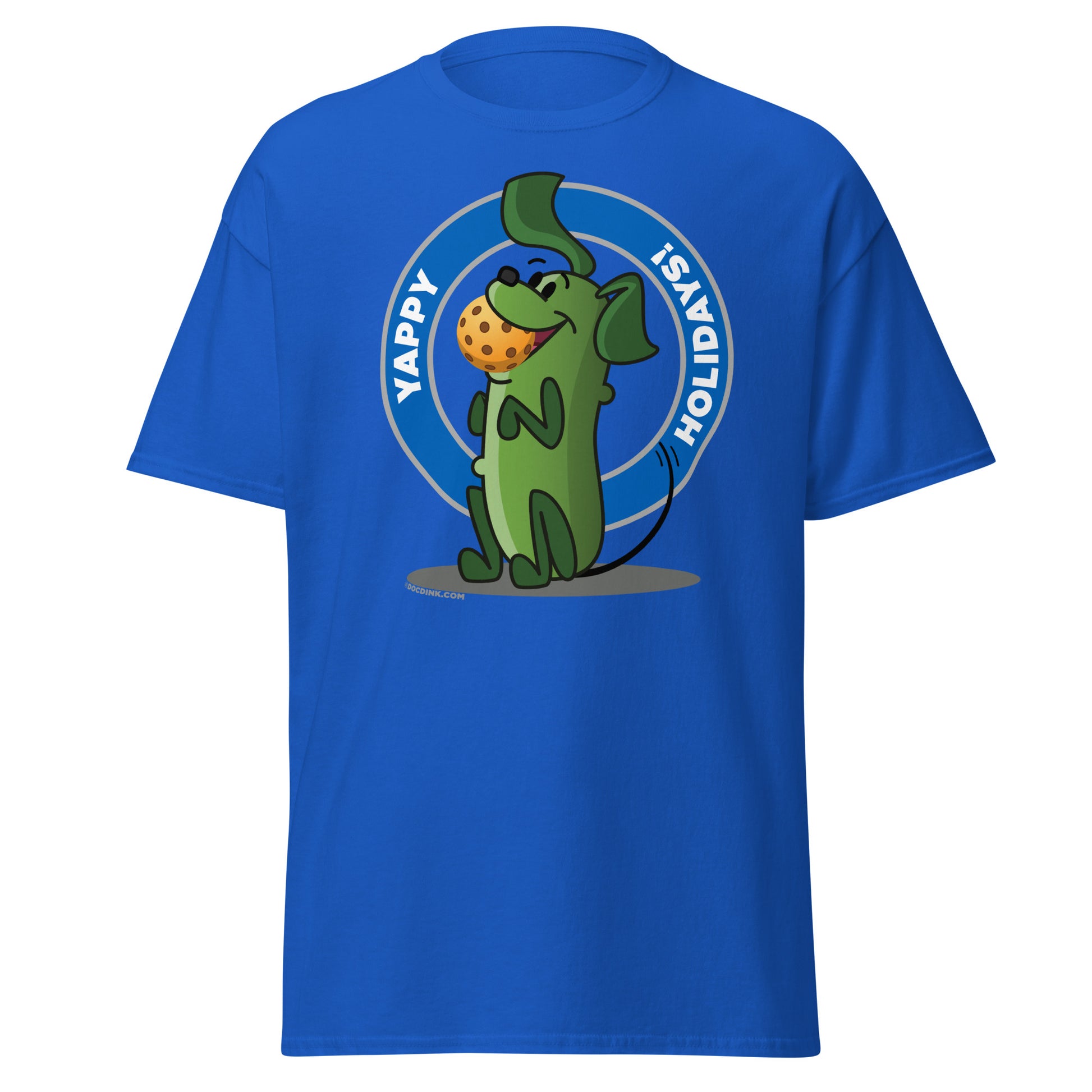 100% Cotton Pickleball T-Shirt - Pickles "Yappy Holidays" - DocDink.com