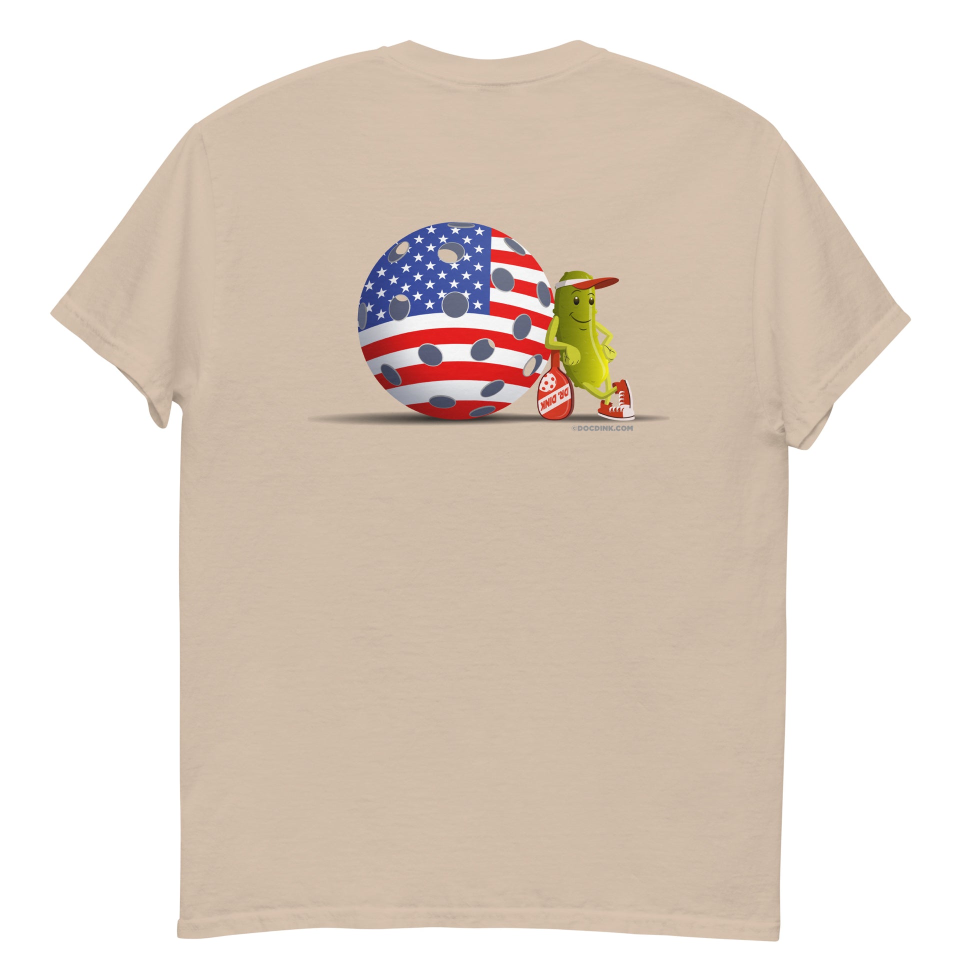 100% Cotton Pickleball T-Shirt - "Resting Pickleball USA" on pocket & back - DocDink.com