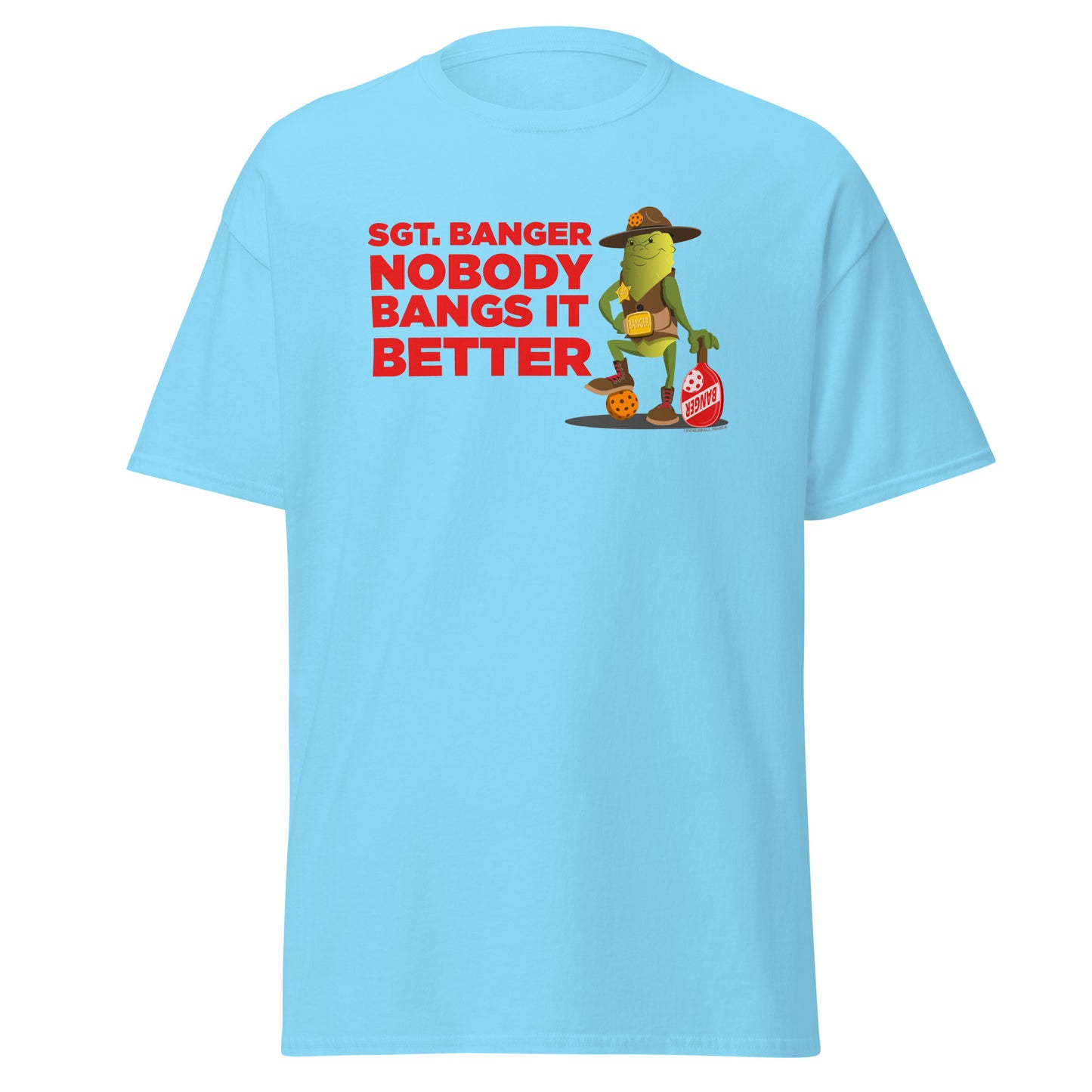 100% Cotton Pickleball T-Shirt - "Nobody Bangs it Better!" - DocDink.com