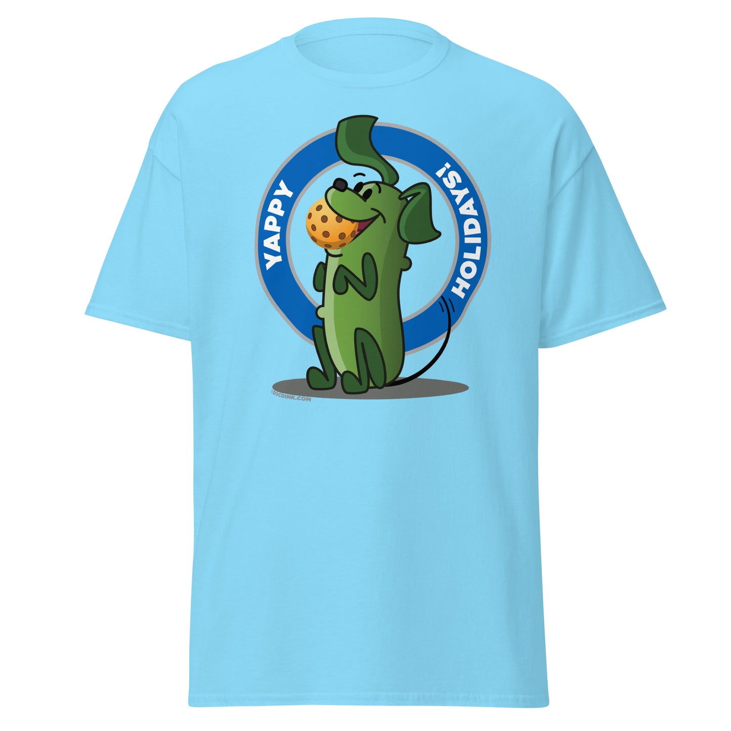 100% Cotton Pickleball T-Shirt - Pickles "Yappy Holidays" - DocDink.com