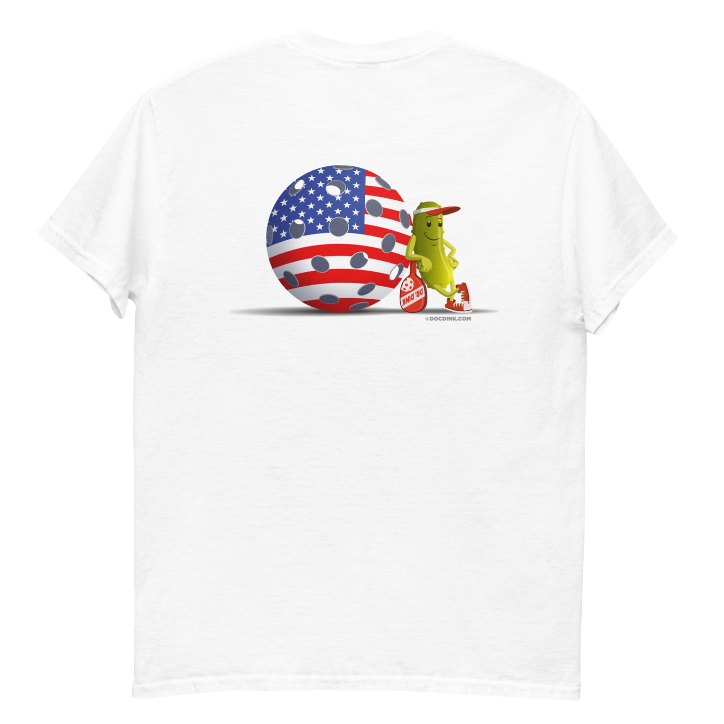 100% Cotton Pickleball T-Shirt - "Resting Pickleball USA" on pocket & back - DocDink.com