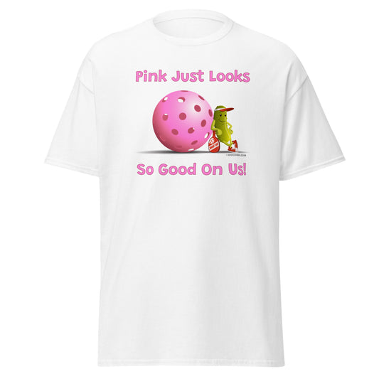 100% Cotton Pickleball T-Shirt - Resting Pickleball - "Pink Looks So Good..." #pink - DocDink.com