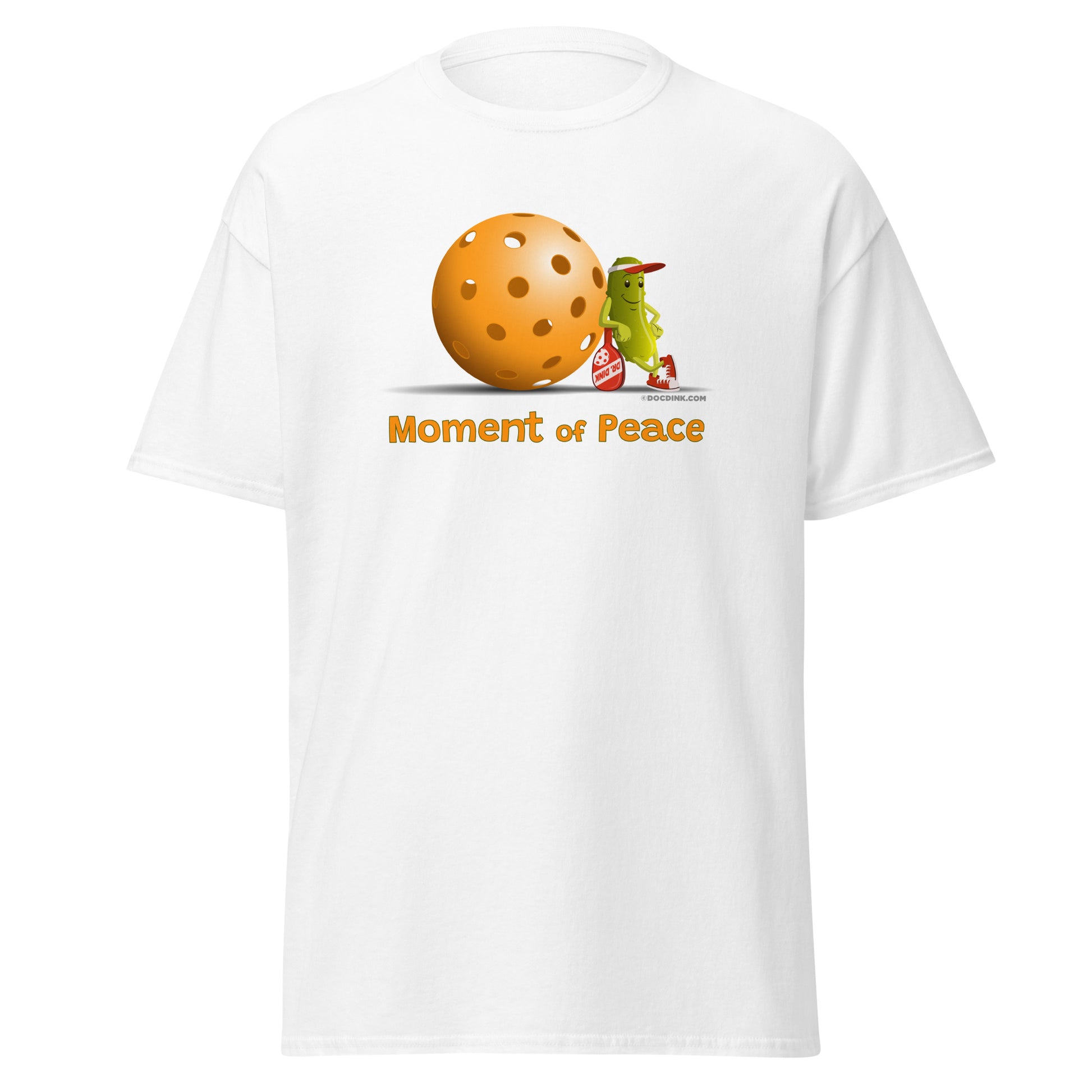 100% Cotton Pickleball T-Shirt - Resting Pickleball - "Moment of Peace" - DocDink.com