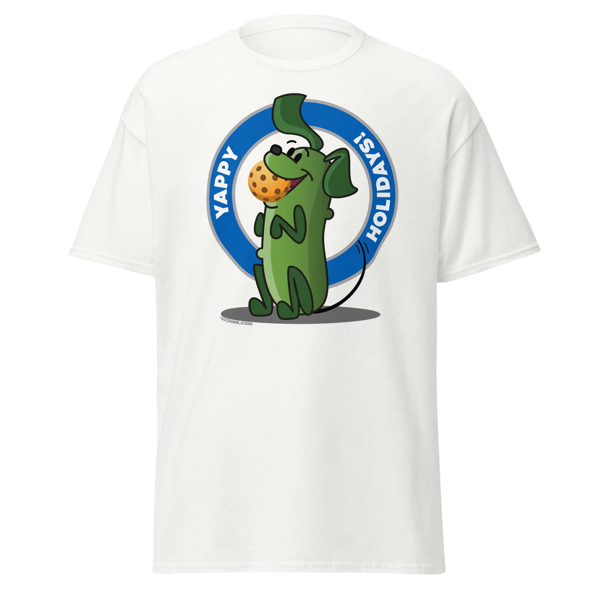 100% Cotton Pickleball T-Shirt - Pickles "Yappy Holidays" - DocDink.com