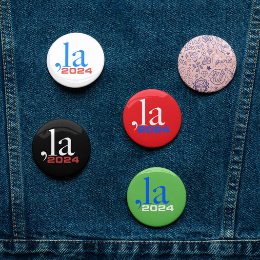 "Comma-la" 2024 Set of 5 pin buttons