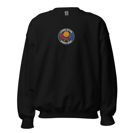 Pickleball Sweatshirt with Embroidered "Living in the Sweet Spot" Emblem - DocDink.com