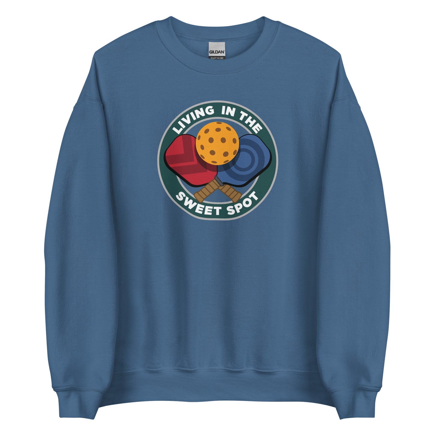 Pickleball Sweatshirt - "Living in the Sweet Spot" emblem - DocDink.com