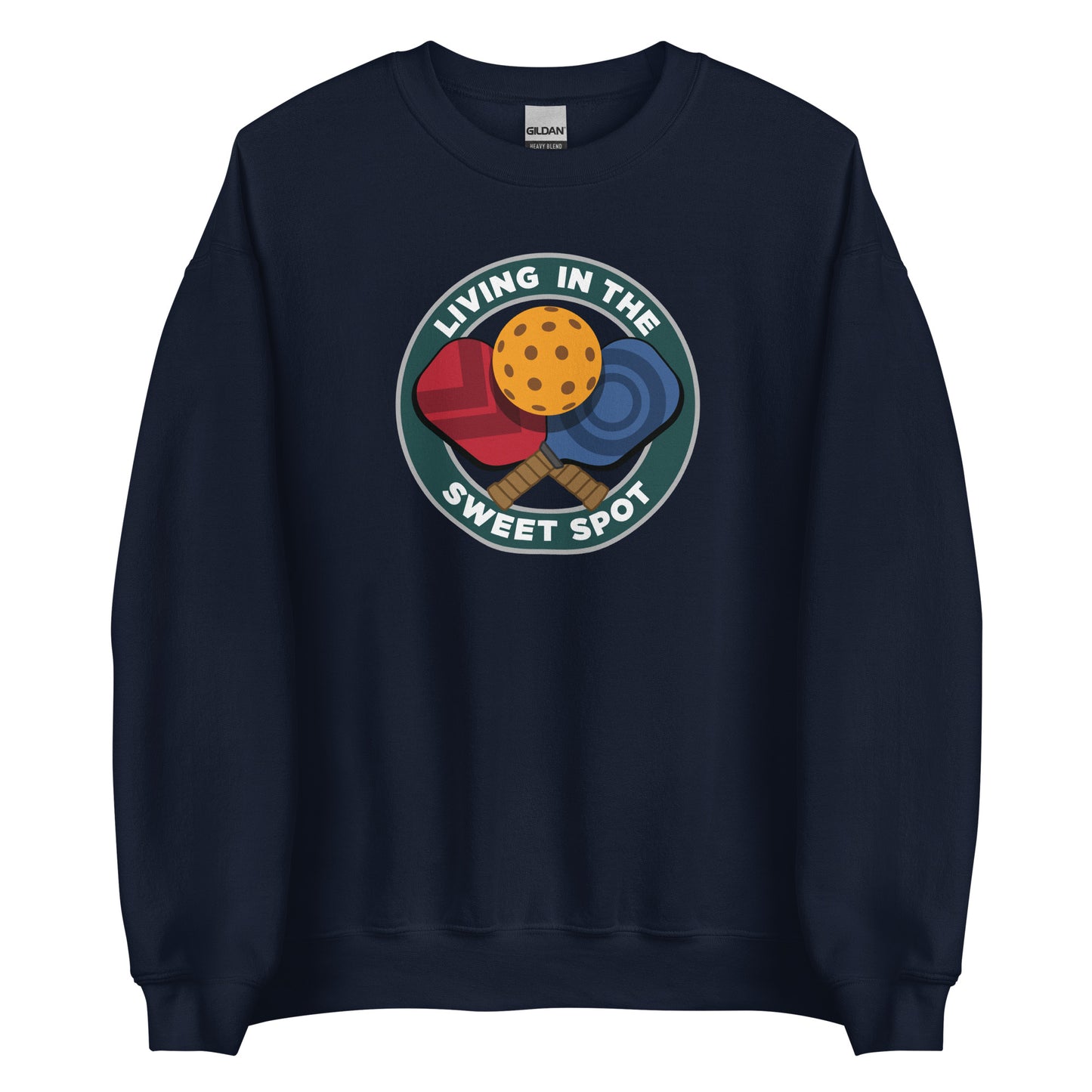 Pickleball Sweatshirt - "Living in the Sweet Spot" emblem - DocDink.com