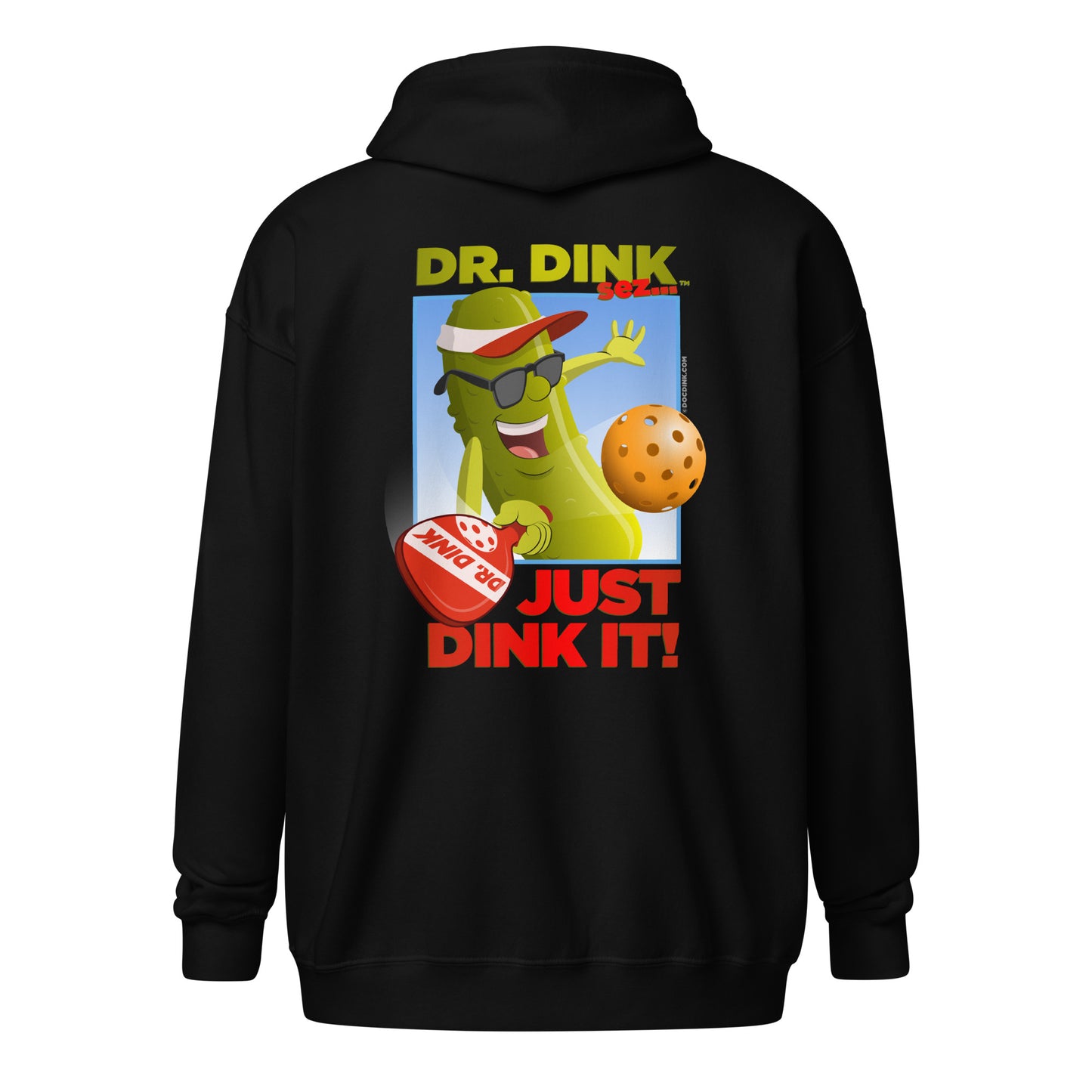 Heavy Zip Hoodie - "Just Dink It" (back) + Pickleball (pocket) - DocDink.com