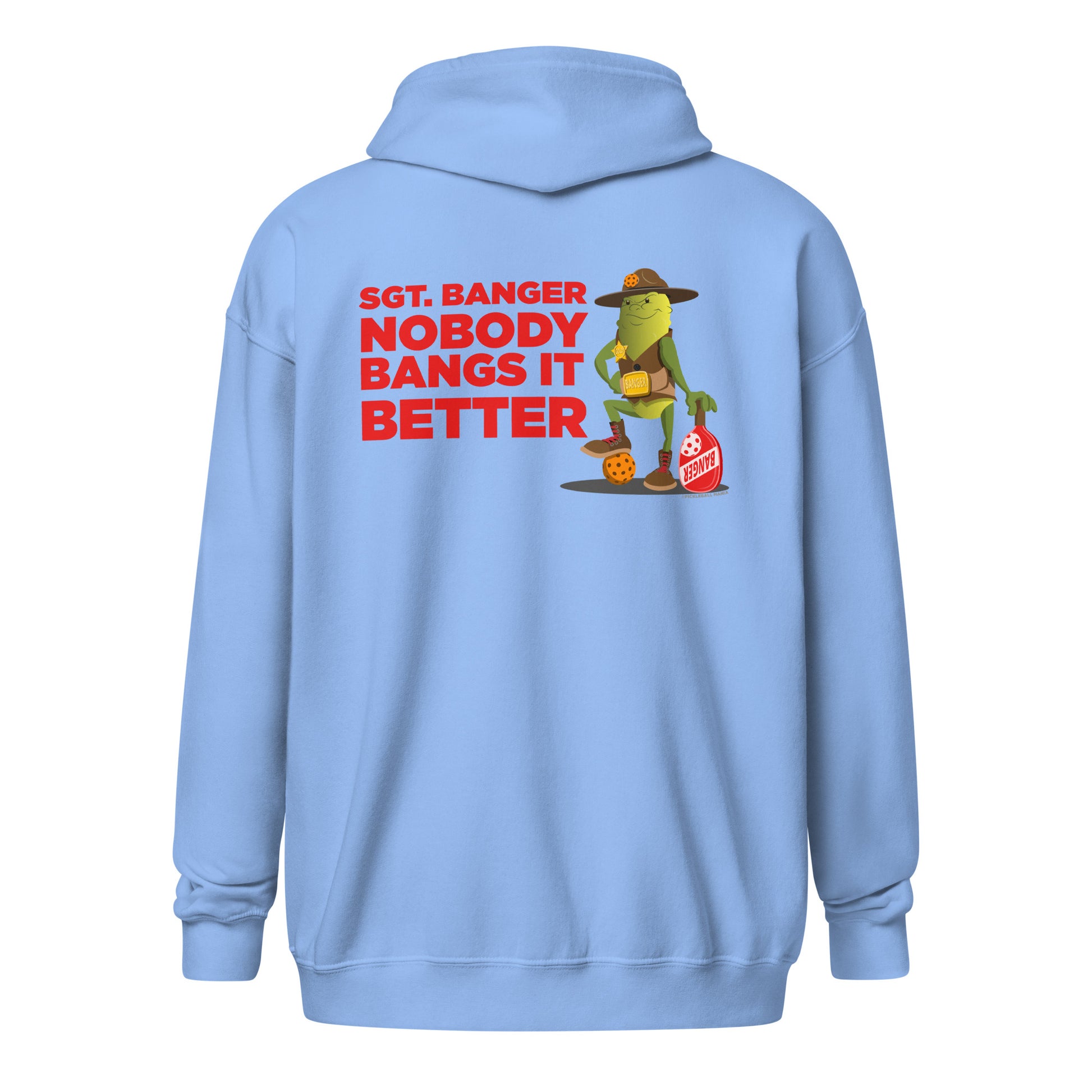 Heavy Zip Hoodie - "Nobody Bangs it Better" (back) + Pickleball (pocket) - DocDink.com