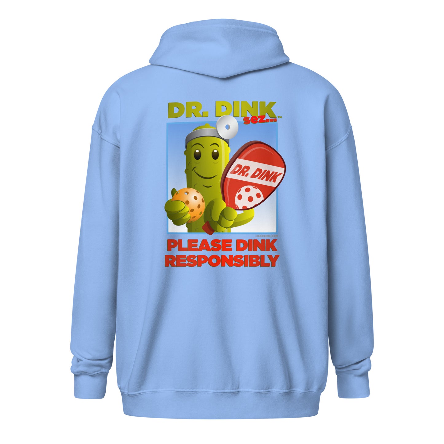 Heavy Zip Hoodie - "Please Dink Responsibly" (back) + Pickleball (pocket) - DocDink.com