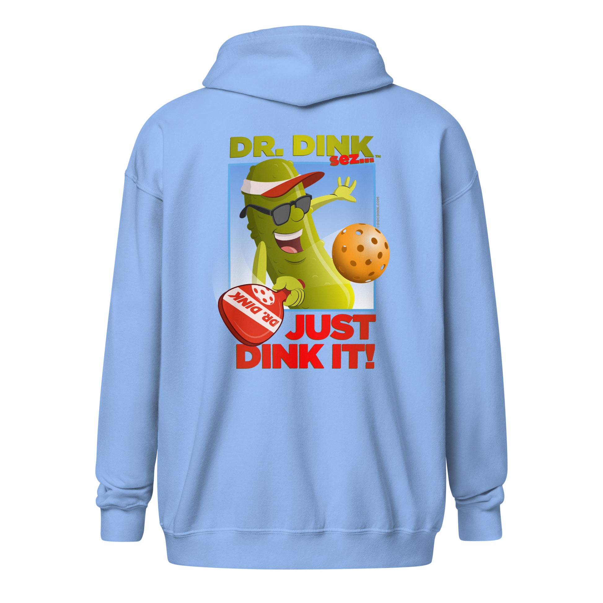 Heavy Zip Hoodie - "Just Dink It" (back) + Pickleball (pocket) - DocDink.com