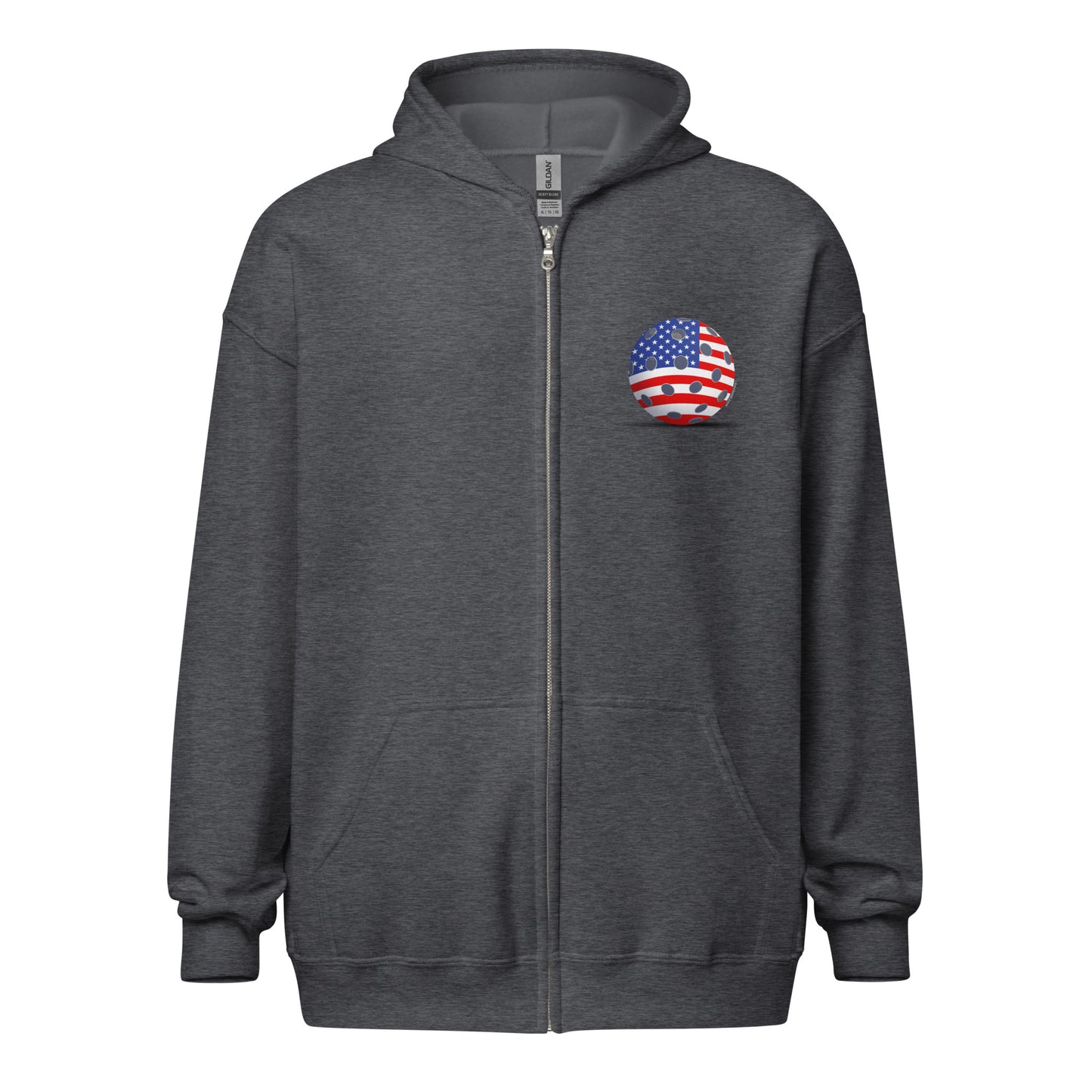 Heavy Zip Hoodie - Resting Pickleball USA - "Born to Win" (back) + USA Pickleball (pocket) - DocDink.com