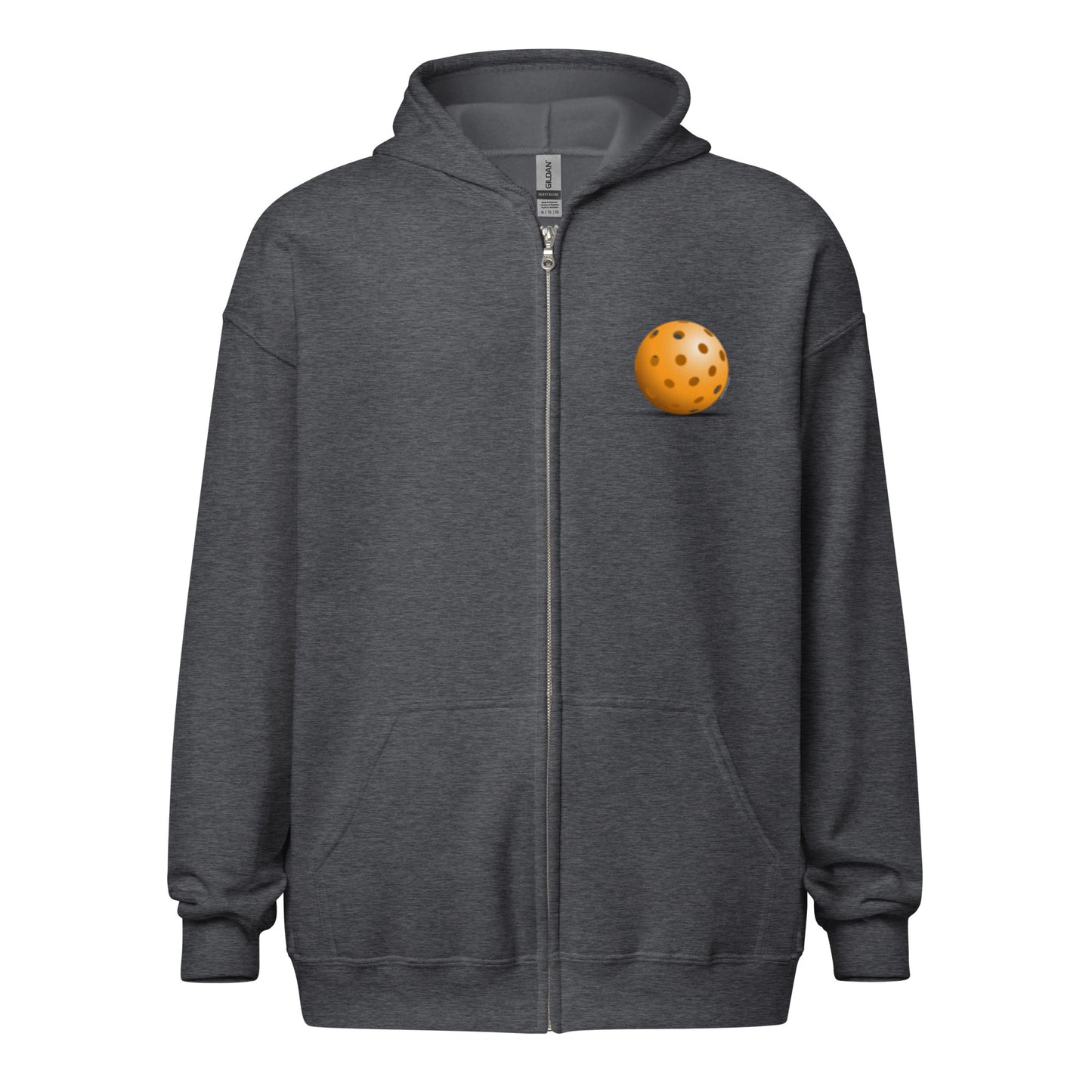 Heavy Zip Hoodie - "Nobody Bangs it Better" (back) + Pickleball (pocket) - DocDink.com