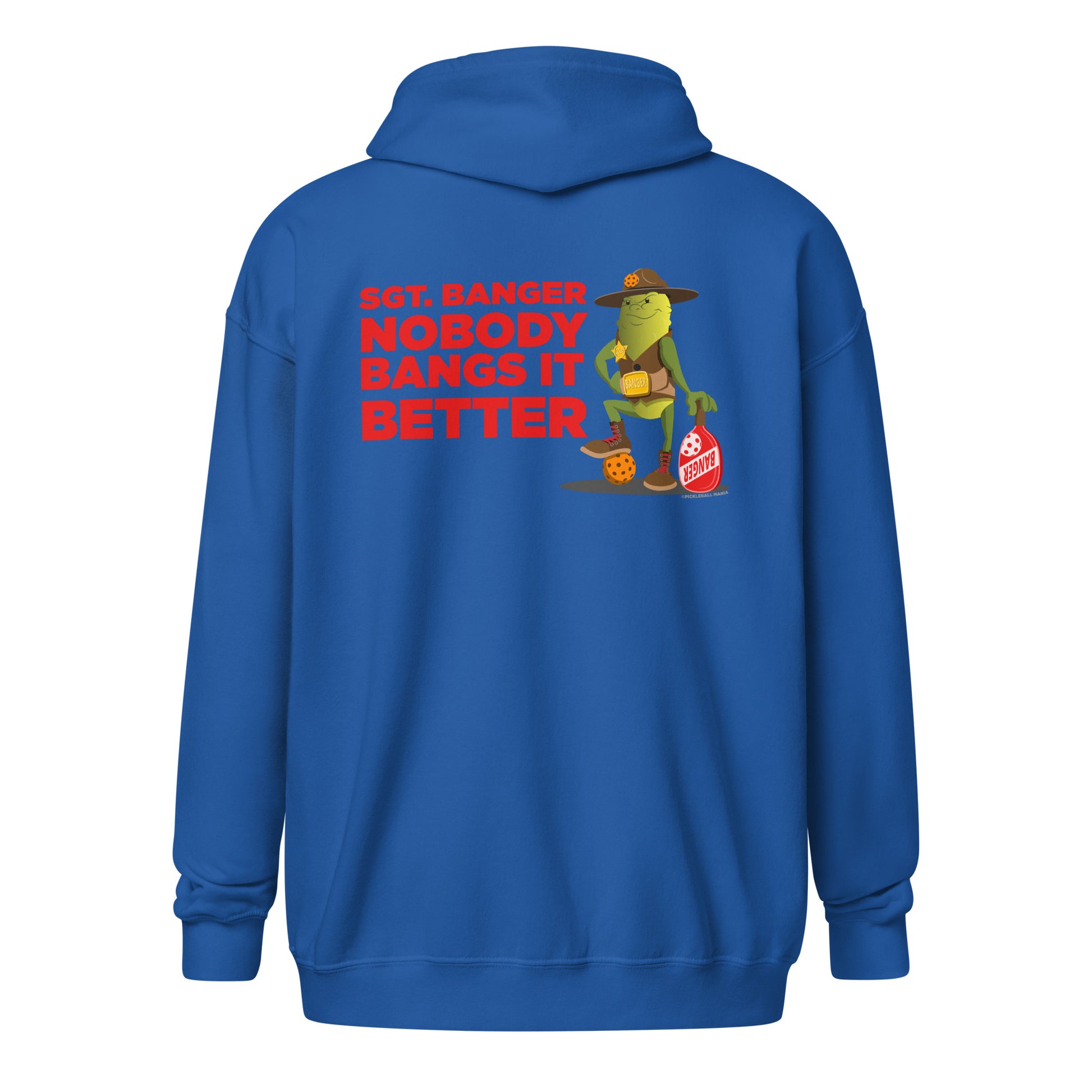 Heavy Zip Hoodie - "Nobody Bangs it Better" (back) + Pickleball (pocket) - DocDink.com