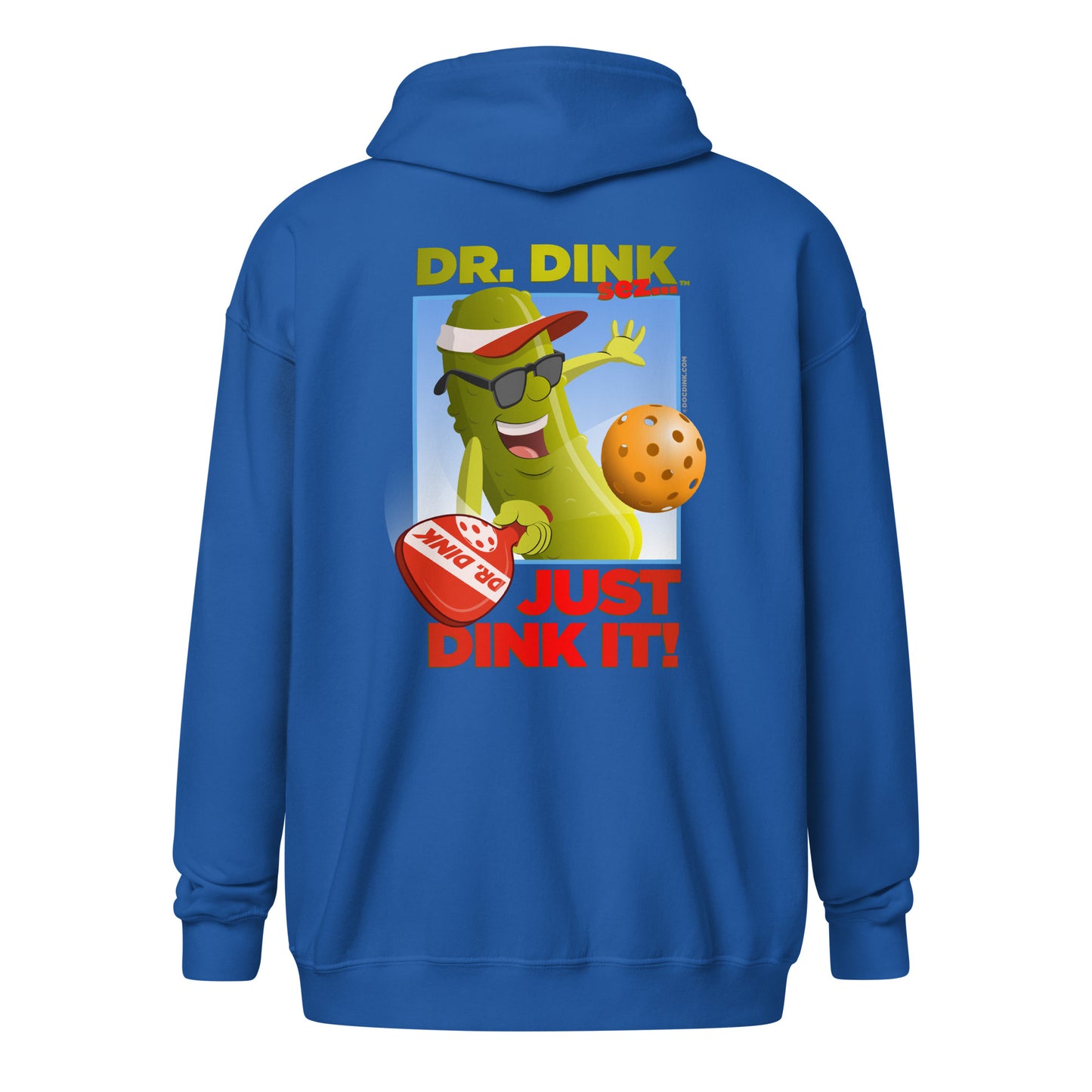 Heavy Zip Hoodie - "Just Dink It" (back) + Pickleball (pocket) - DocDink.com