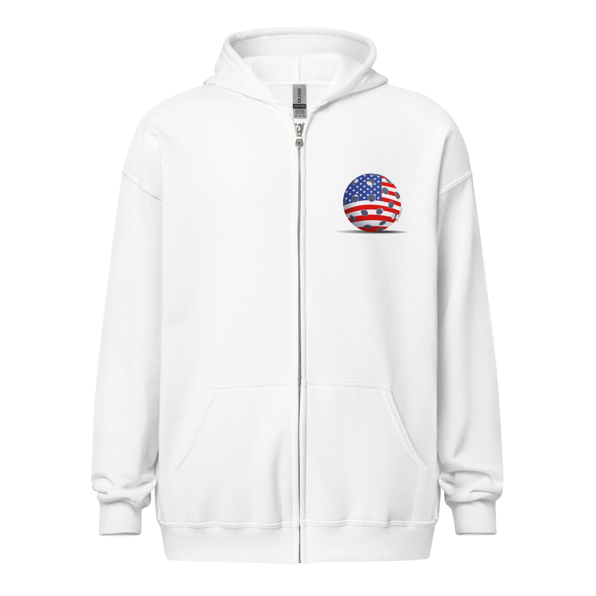 Heavy Zip Hoodie - Resting Pickleball USA - "Born to Win" (back) + USA Pickleball (pocket) - DocDink.com