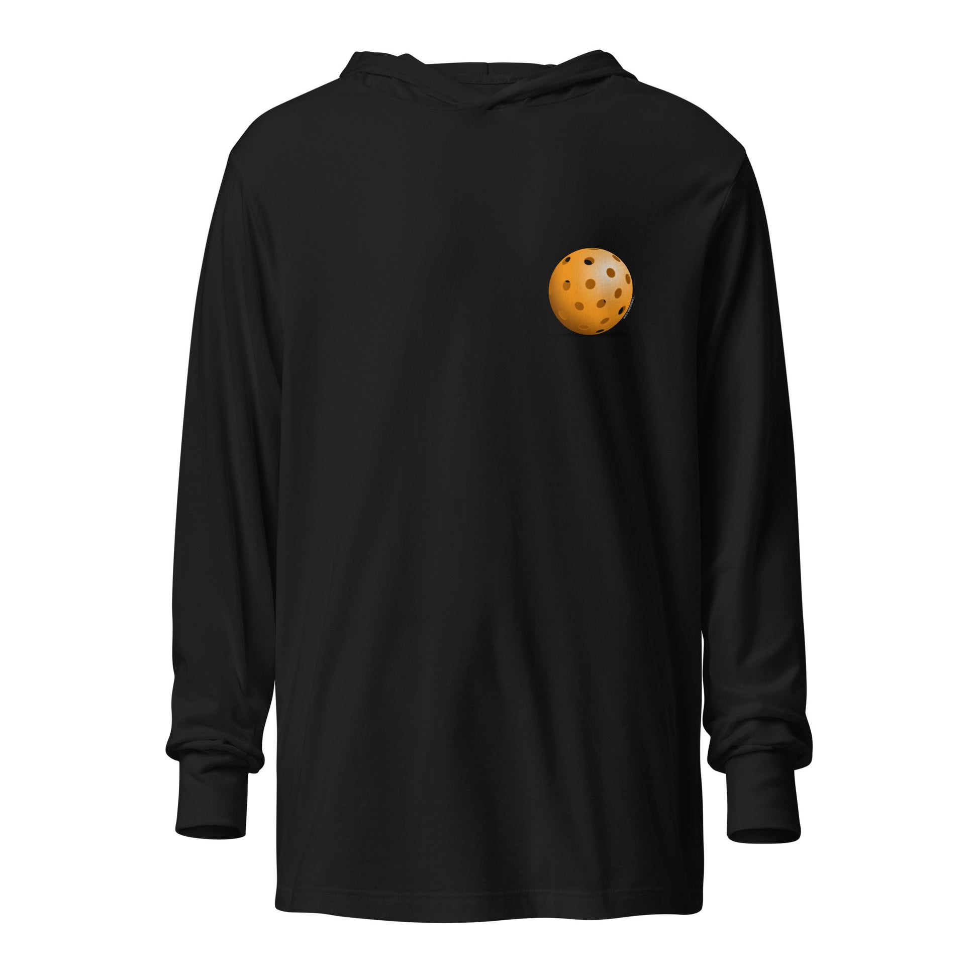 Hooded Long-Sleeve T-shirt - Resting Pickleball (back) + Pickleball (pocket) - DocDink.com