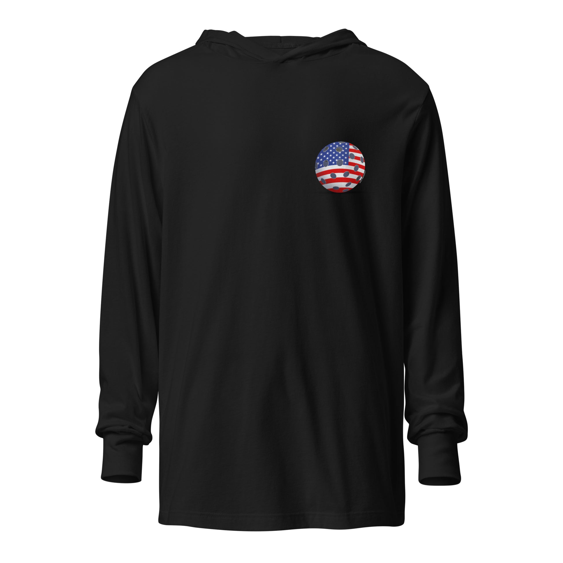 Hooded Long-Sleeve T-shirt - Resting Pickleball USA + "Born to Win" (back) + USA Pickleball (pocket) - DocDink.com