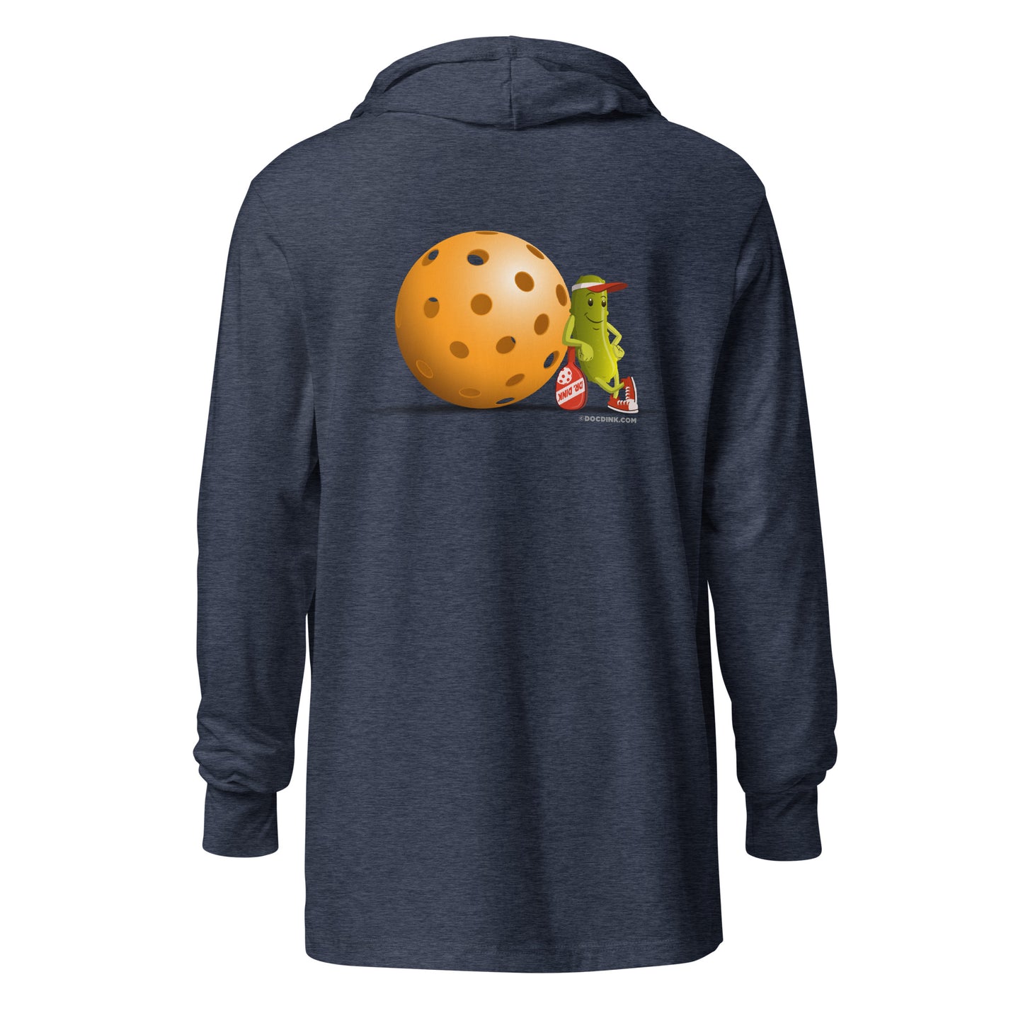 Hooded Long-Sleeve T-shirt - Resting Pickleball (back) + Pickleball (pocket) - DocDink.com