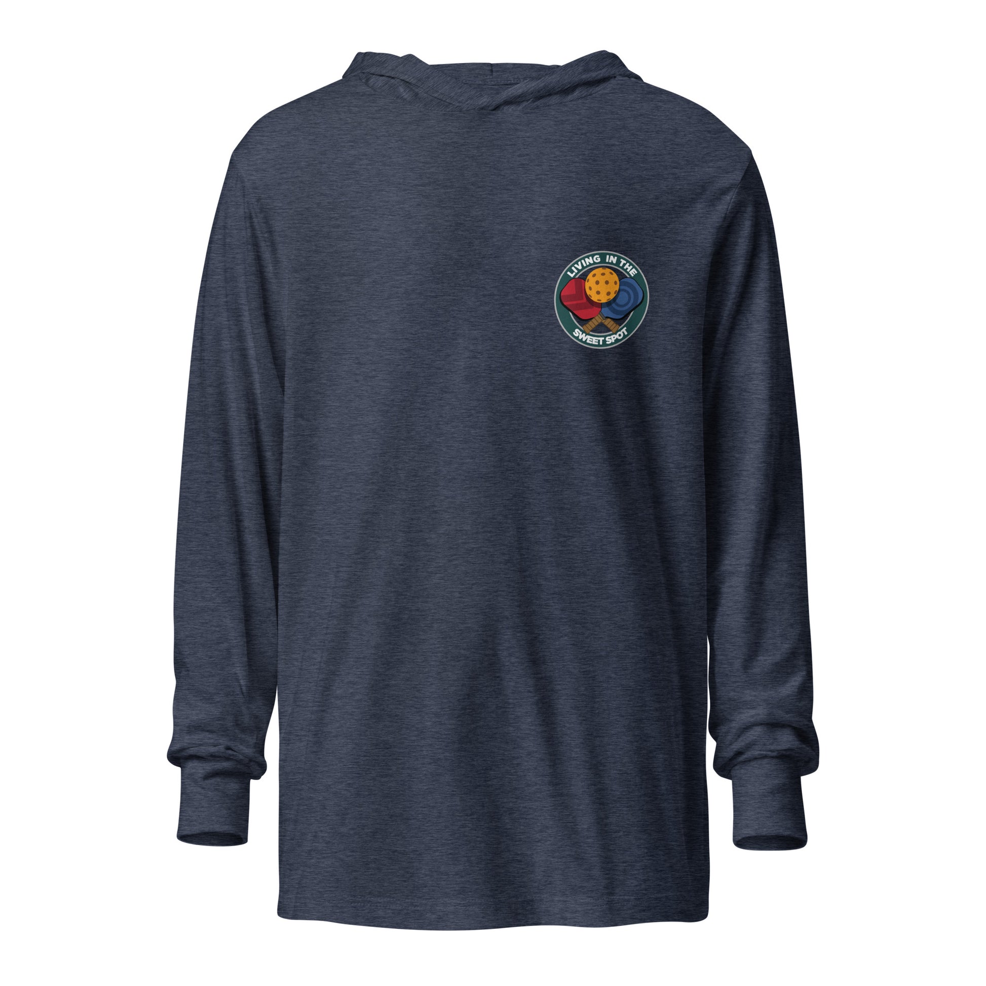 Hooded Long-Sleeve T-shirt - "Living in the Sweet Spot" - Crossed Paddles (pocket) - DocDink.com