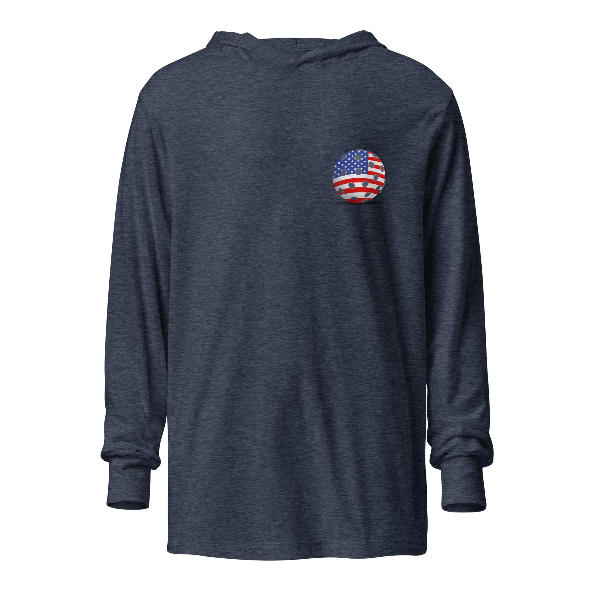 Hooded Long-Sleeve T-shirt - Resting Pickleball USA + "Born to Win" (back) + USA Pickleball (pocket) - DocDink.com