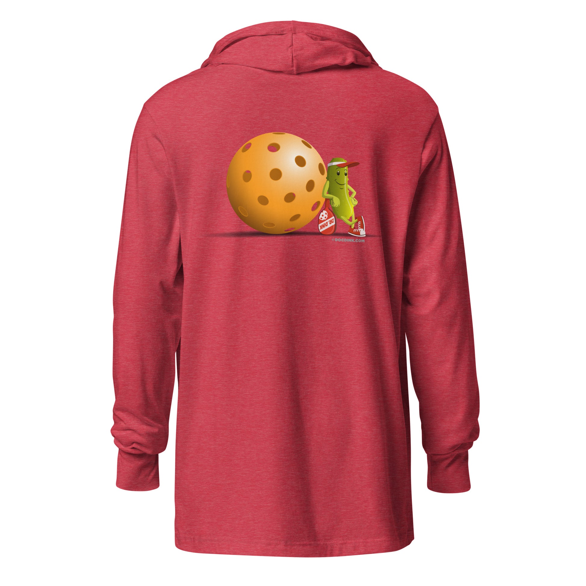 Hooded Long-Sleeve T-shirt - Resting Pickleball (back) + Pickleball (pocket) - DocDink.com