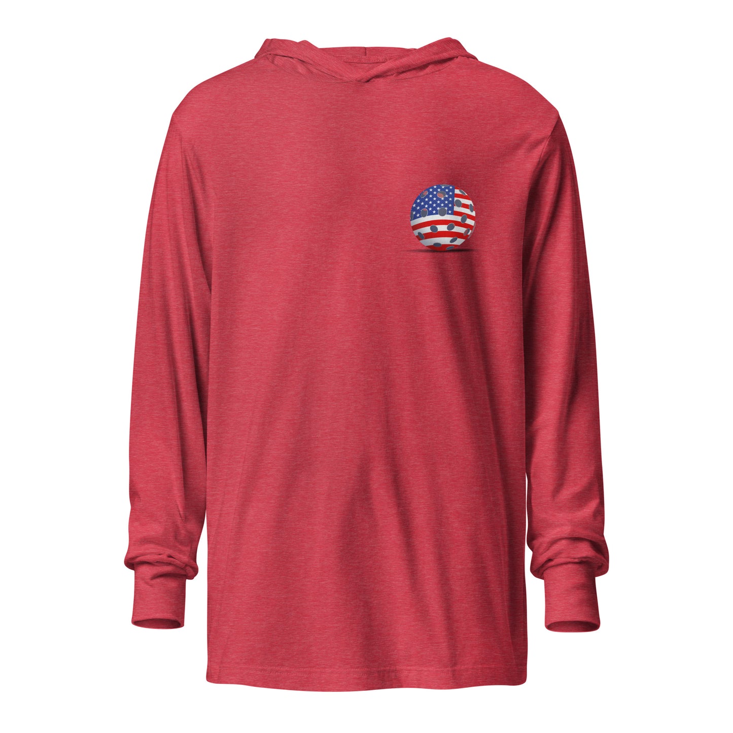 Hooded Long-Sleeve T-shirt - Resting Pickleball USA + "Born to Win" (back) + USA Pickleball (pocket) - DocDink.com