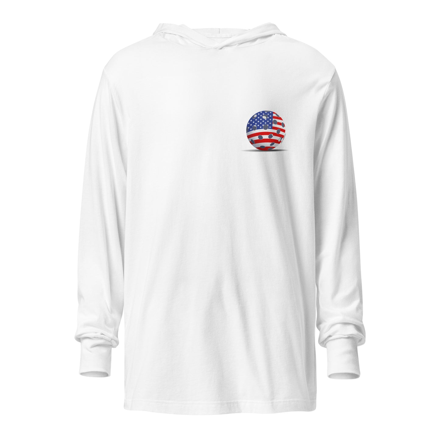 Hooded Long-Sleeve T-shirt - Resting Pickleball USA + "Born to Win" (back) + USA Pickleball (pocket) - DocDink.com