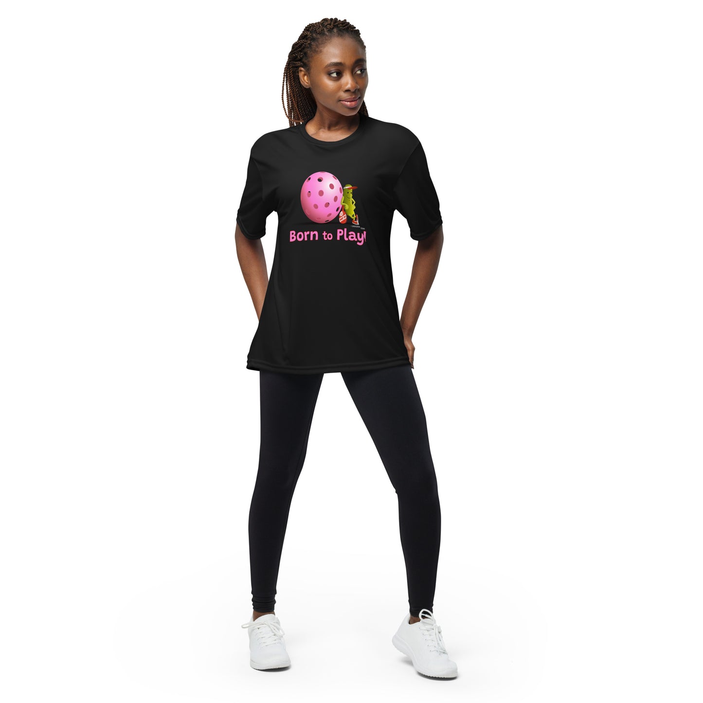 Performance Pickleball T-Shirt - Resting Pickleball - "Born to Play" #pink - DocDink.com