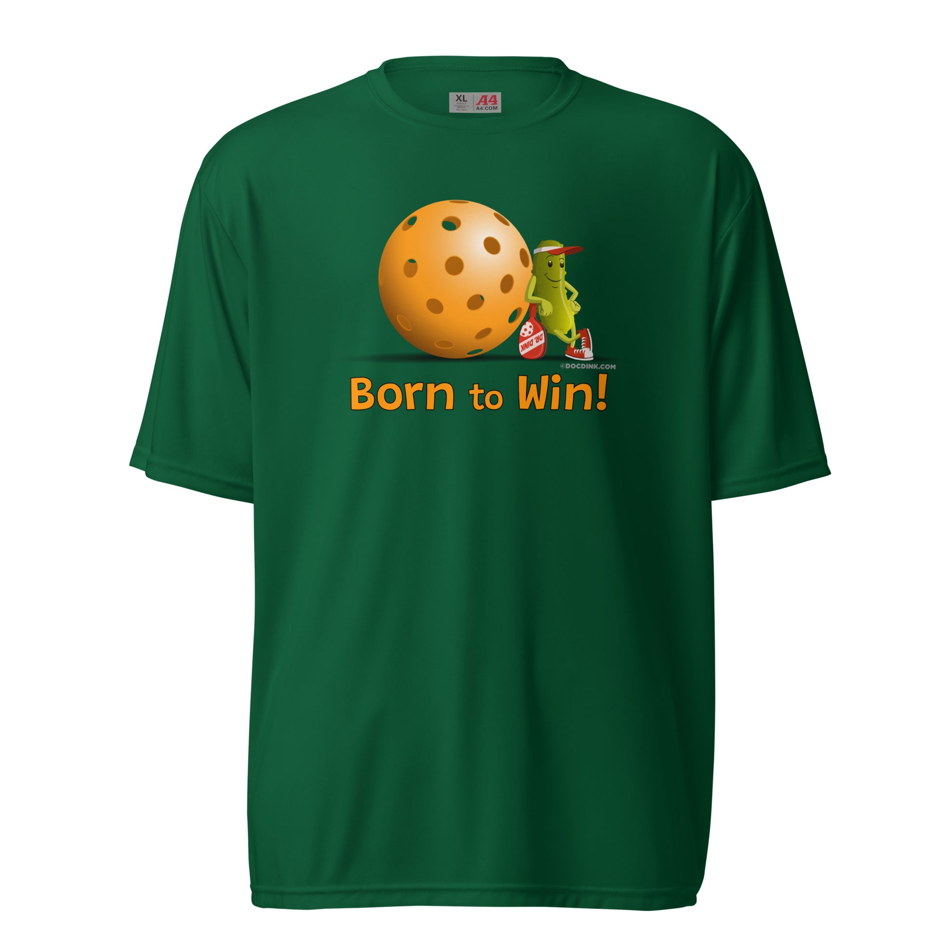 Performance Pickleball T-Shirt - Resting Pickleball - "Born to Win" - DocDink.com