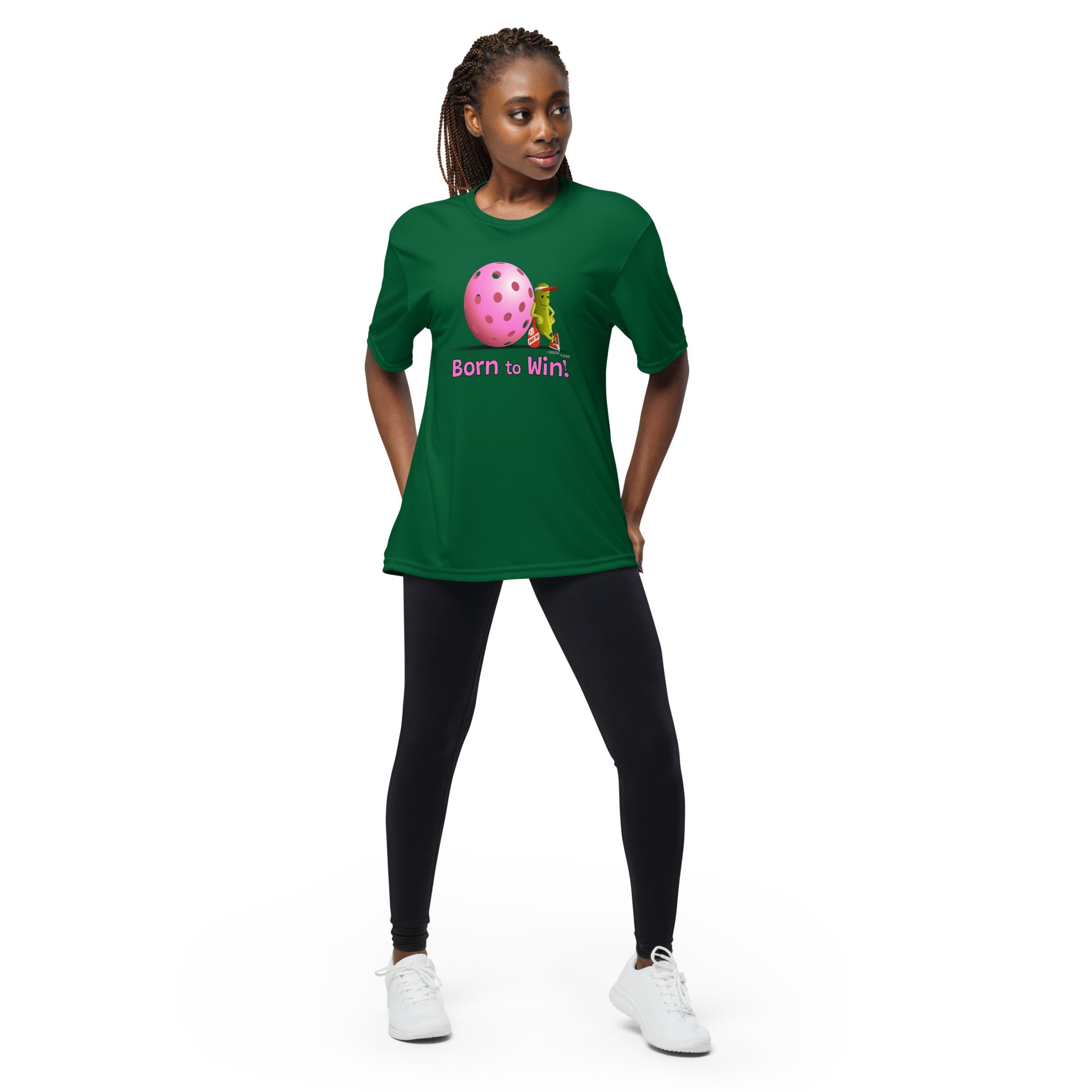 Performance Pickleball T-Shirt - Resting Pickleball - "Born to Win" #pink - DocDink.com