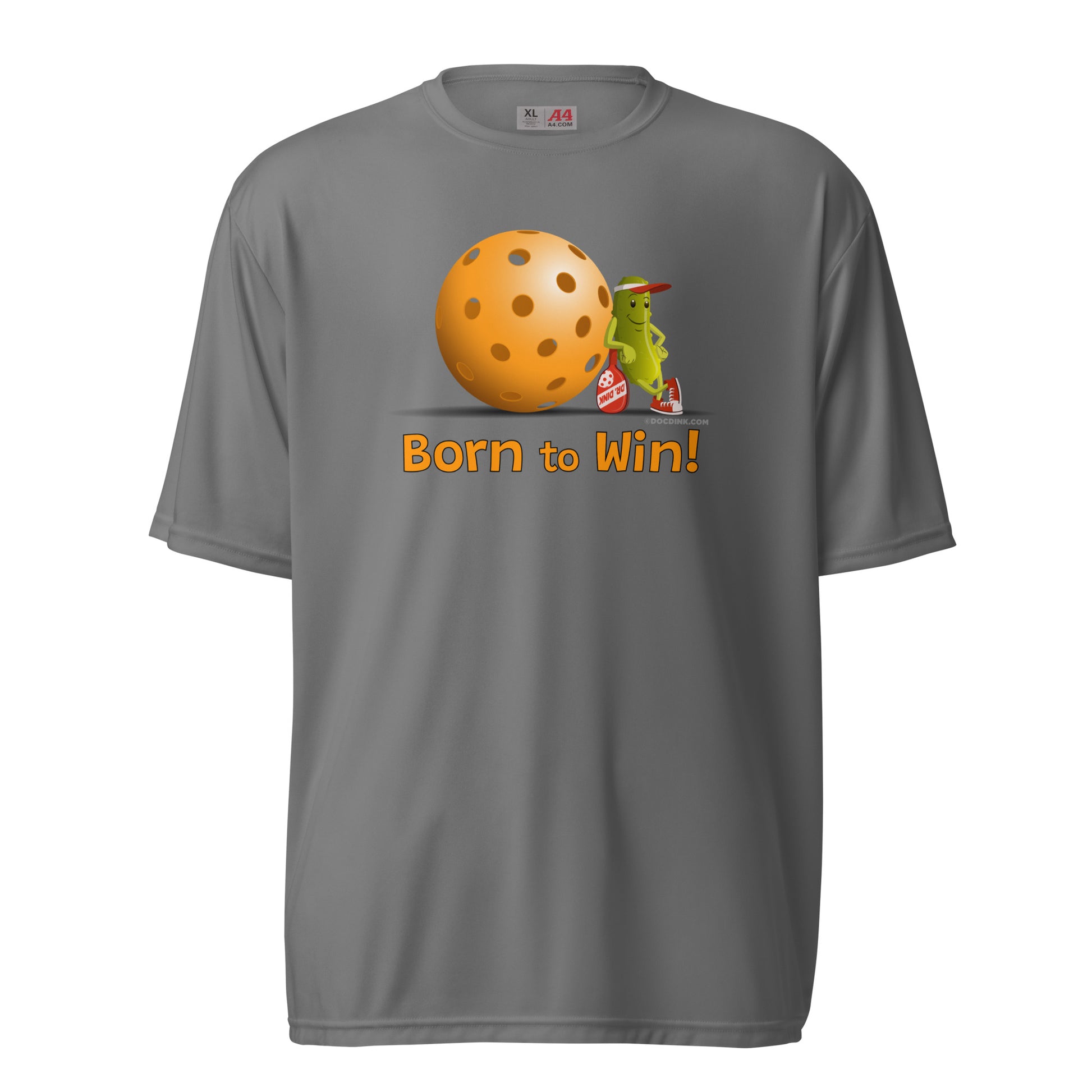 Performance Pickleball T-Shirt - Resting Pickleball - "Born to Win" - DocDink.com