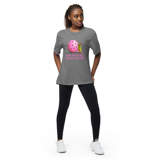 Performance Pickleball T-Shirt - Resting Pickleball - "Pink Looks So Good..." #pink - DocDink.com