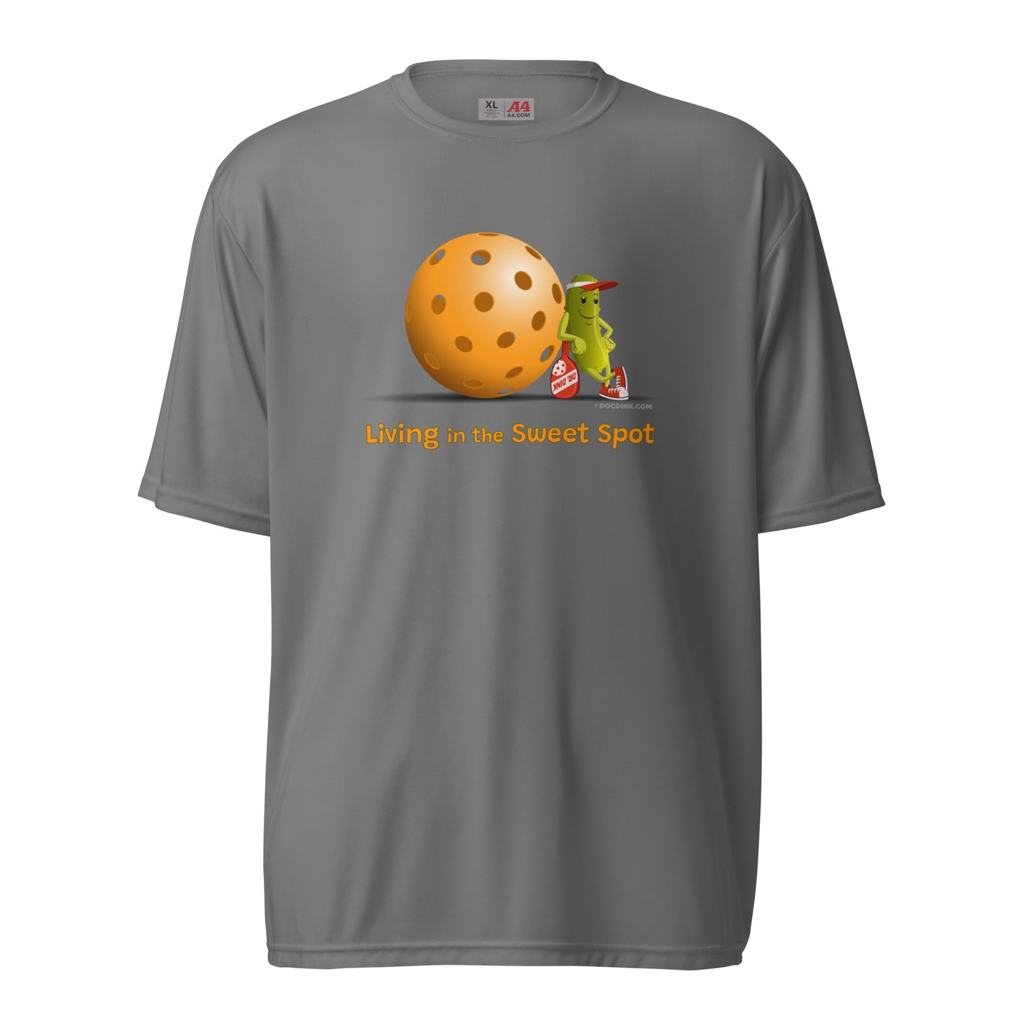 Performance Pickleball T-Shirt - Resting Pickleball - "Living in the Sweet Spot" - DocDink.com